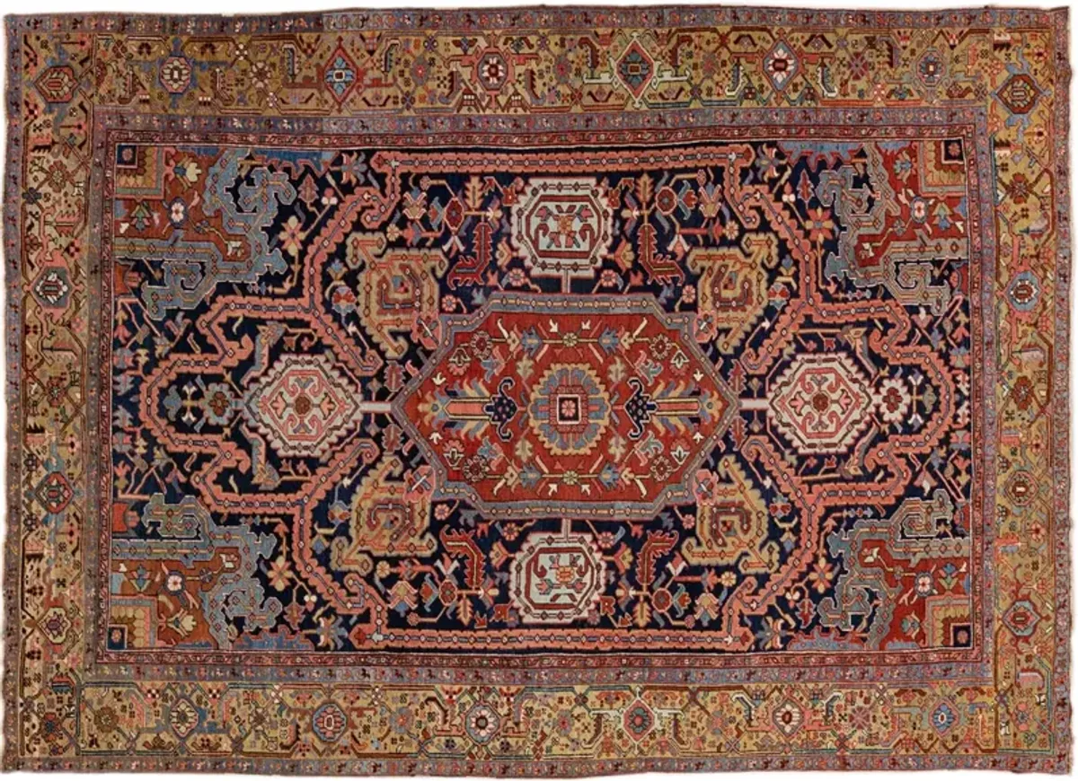 Antique Persian Heriz Rug - Apadana - Blue - Blue