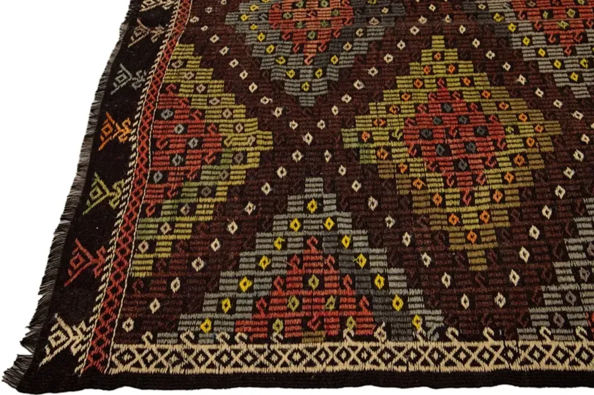 Vintage Indian Soumak Rug - Apadana - Brown - Brown