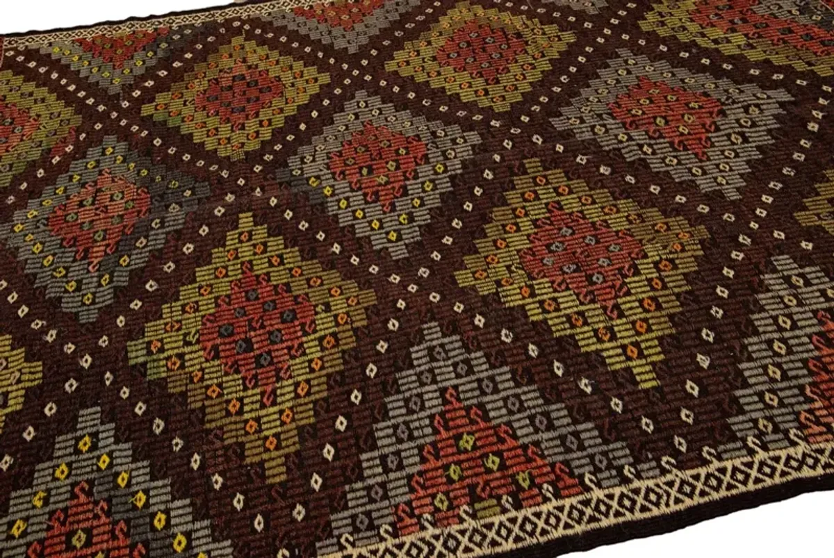 Vintage Indian Soumak Rug - Apadana - Brown - Brown