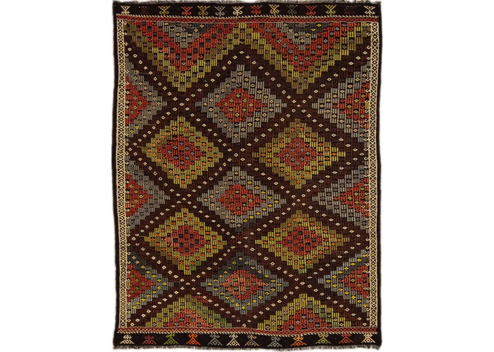 Vintage Indian Soumak Rug - Apadana - Brown - Brown