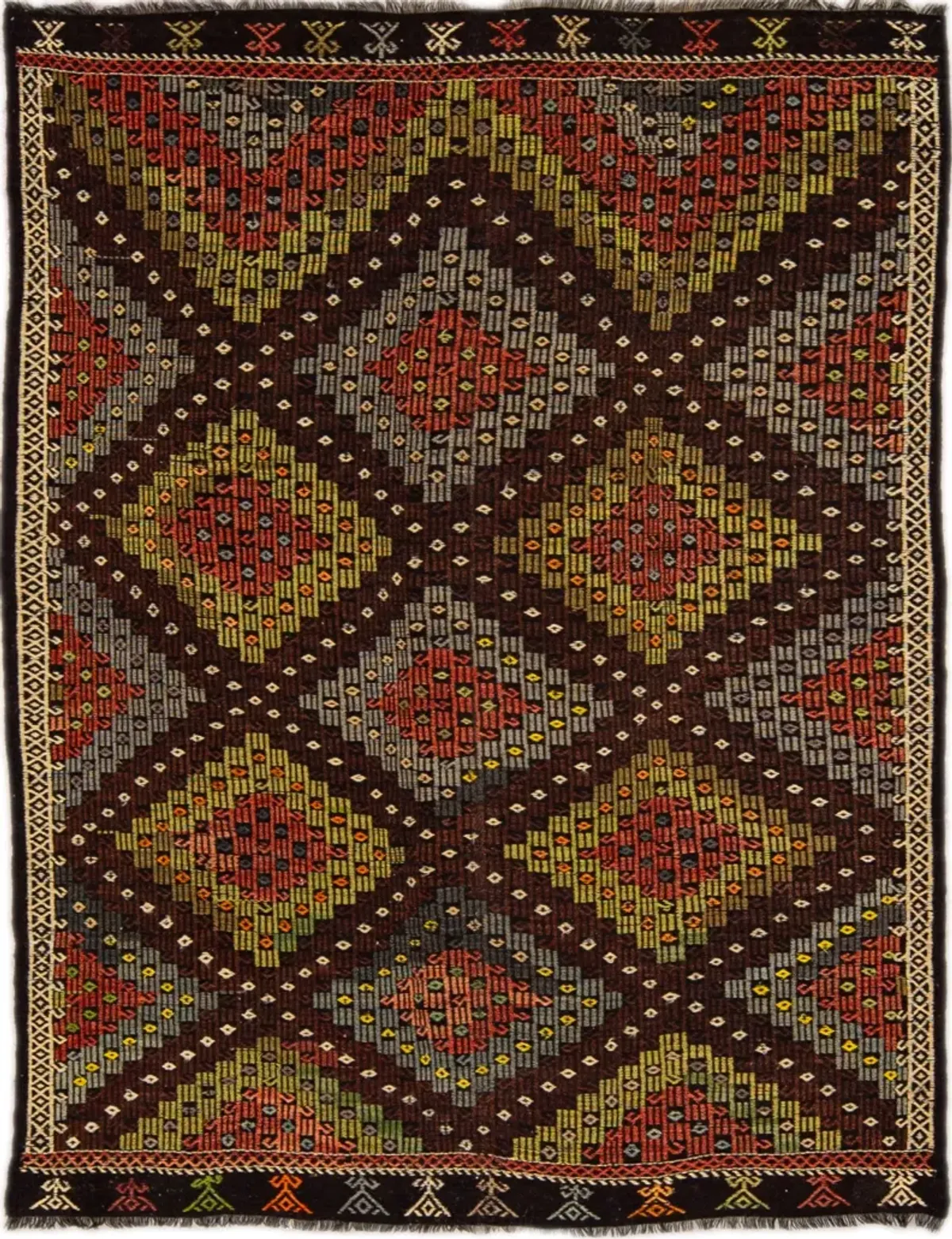 Vintage Indian Soumak Rug - Apadana - Brown - Brown