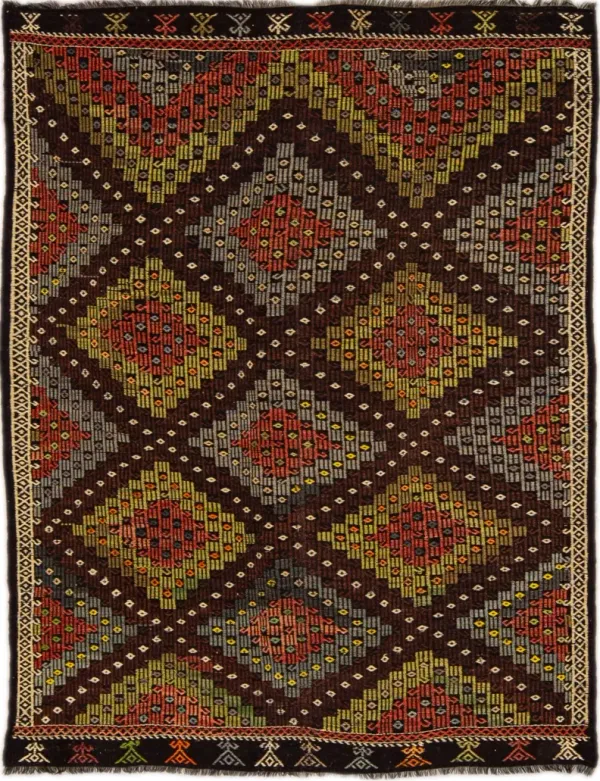 Vintage Indian Soumak Rug - Apadana - Brown - Brown