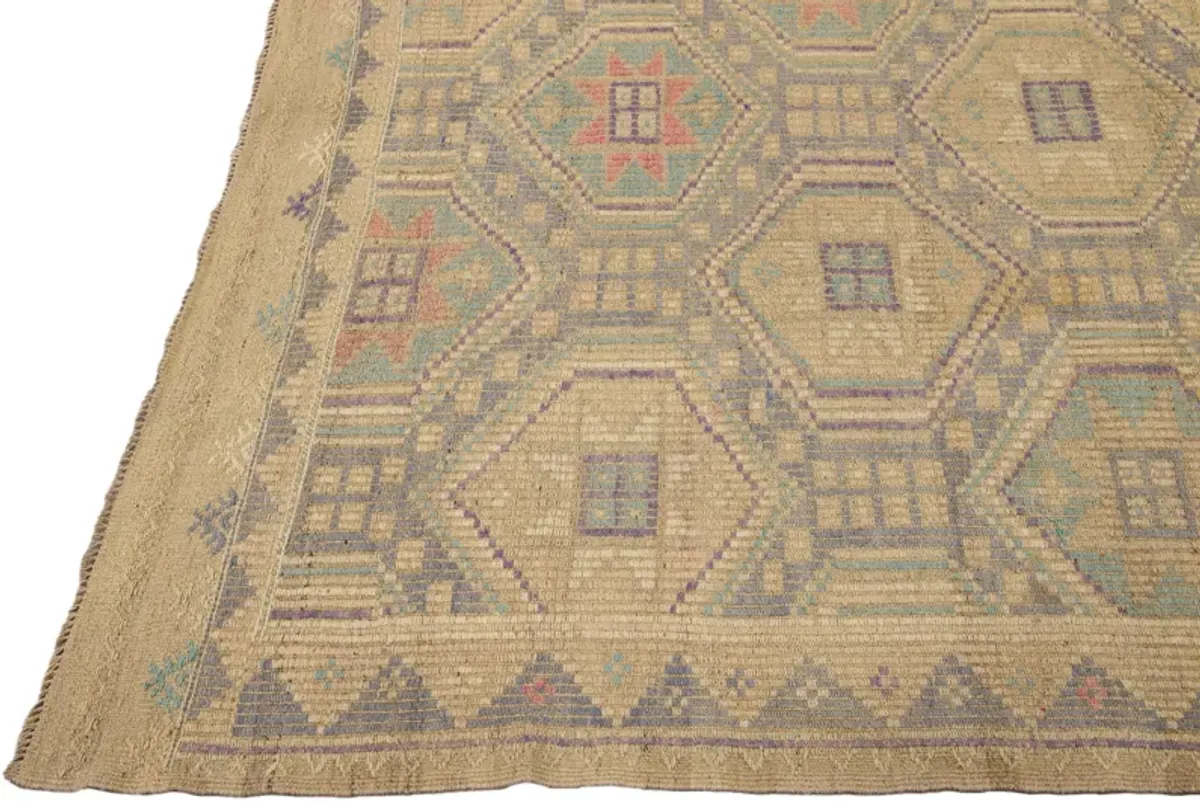 Vintage Indian Soumak Rug - Apadana - Beige - Beige