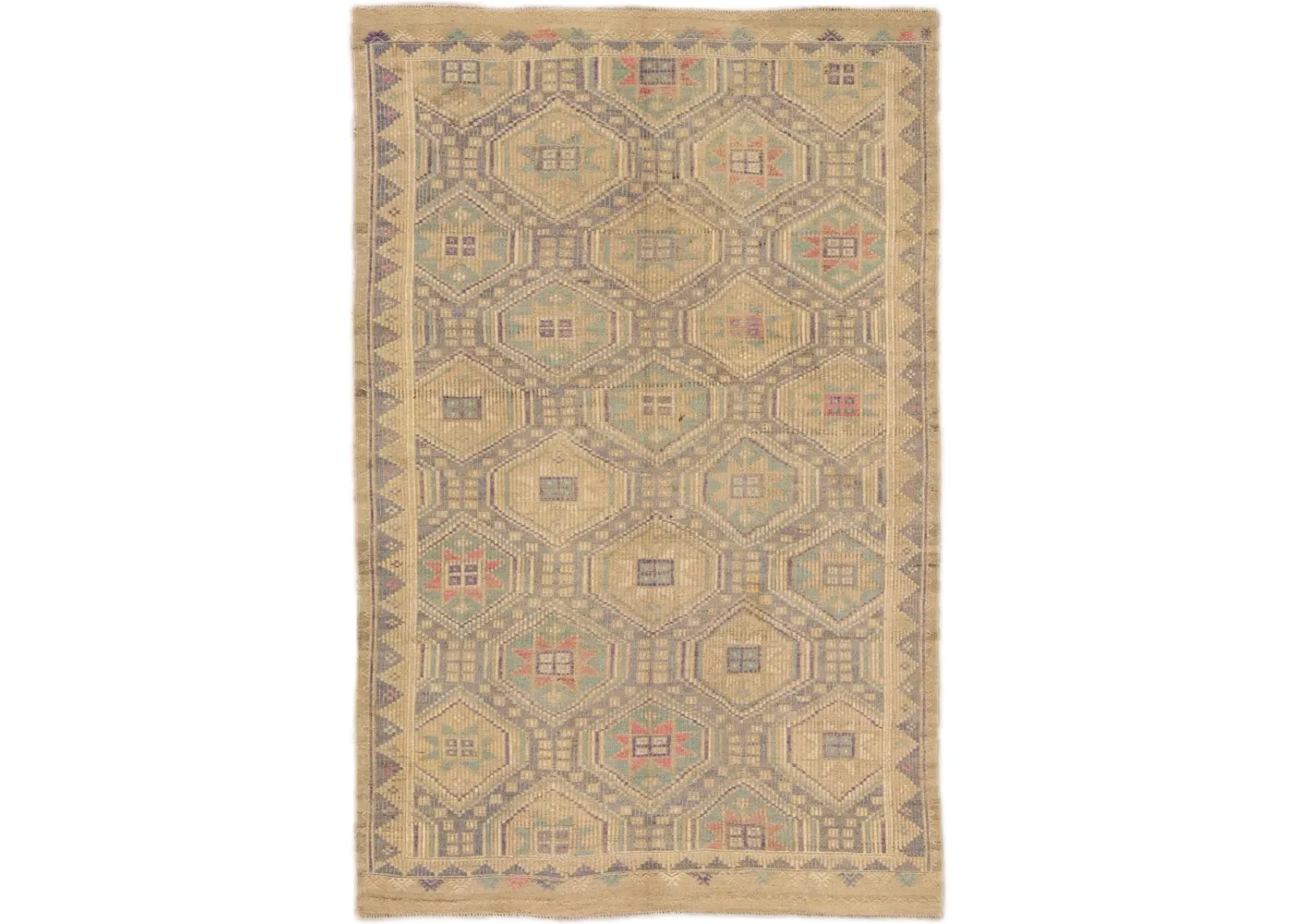 Vintage Indian Soumak Rug - Apadana - Beige - Beige