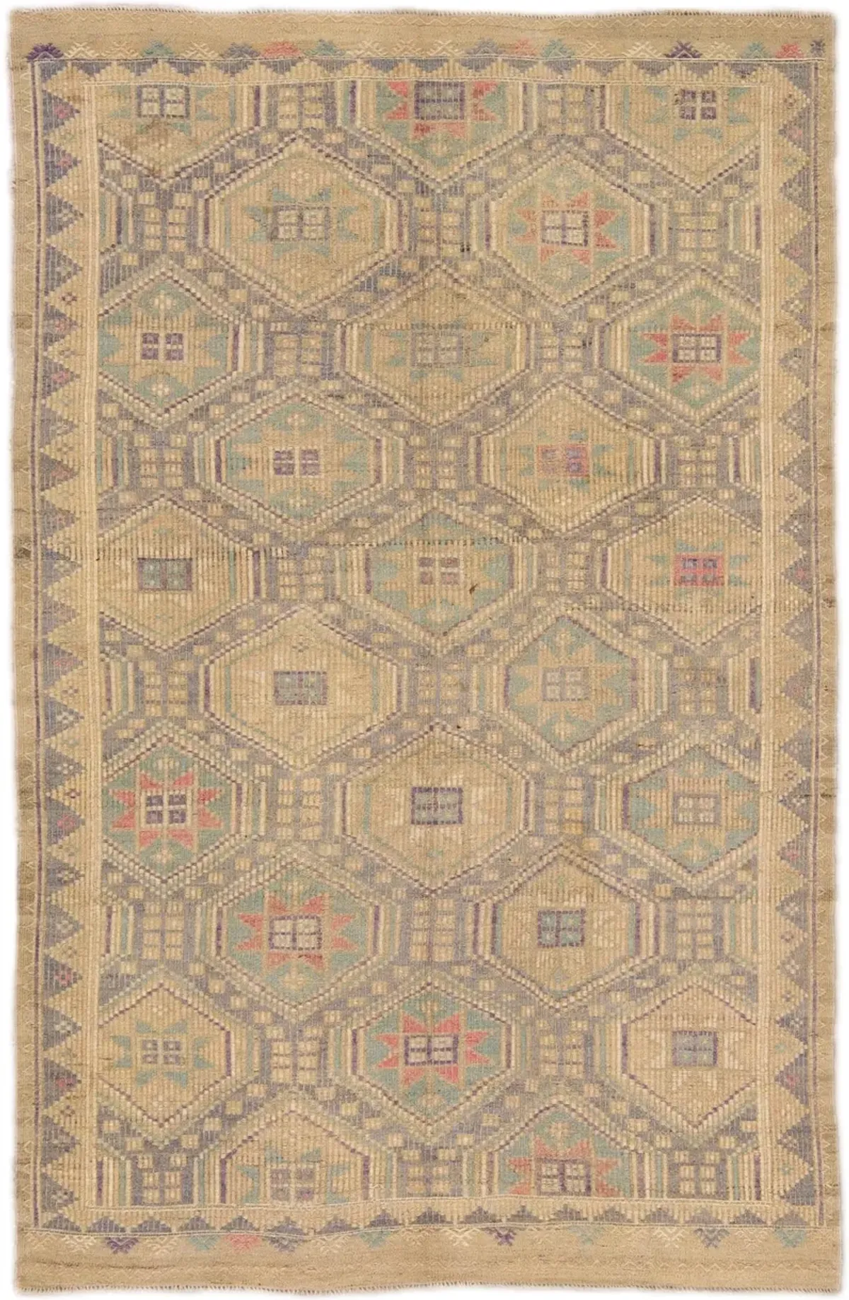 Vintage Indian Soumak Rug - Apadana - Beige - Beige