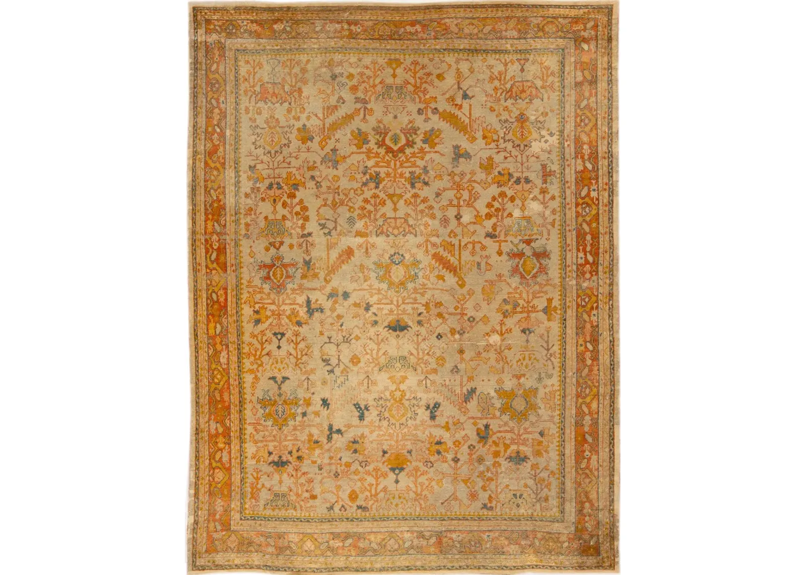 Antique Turkish Oushak Rug - Apadana - Beige - Beige