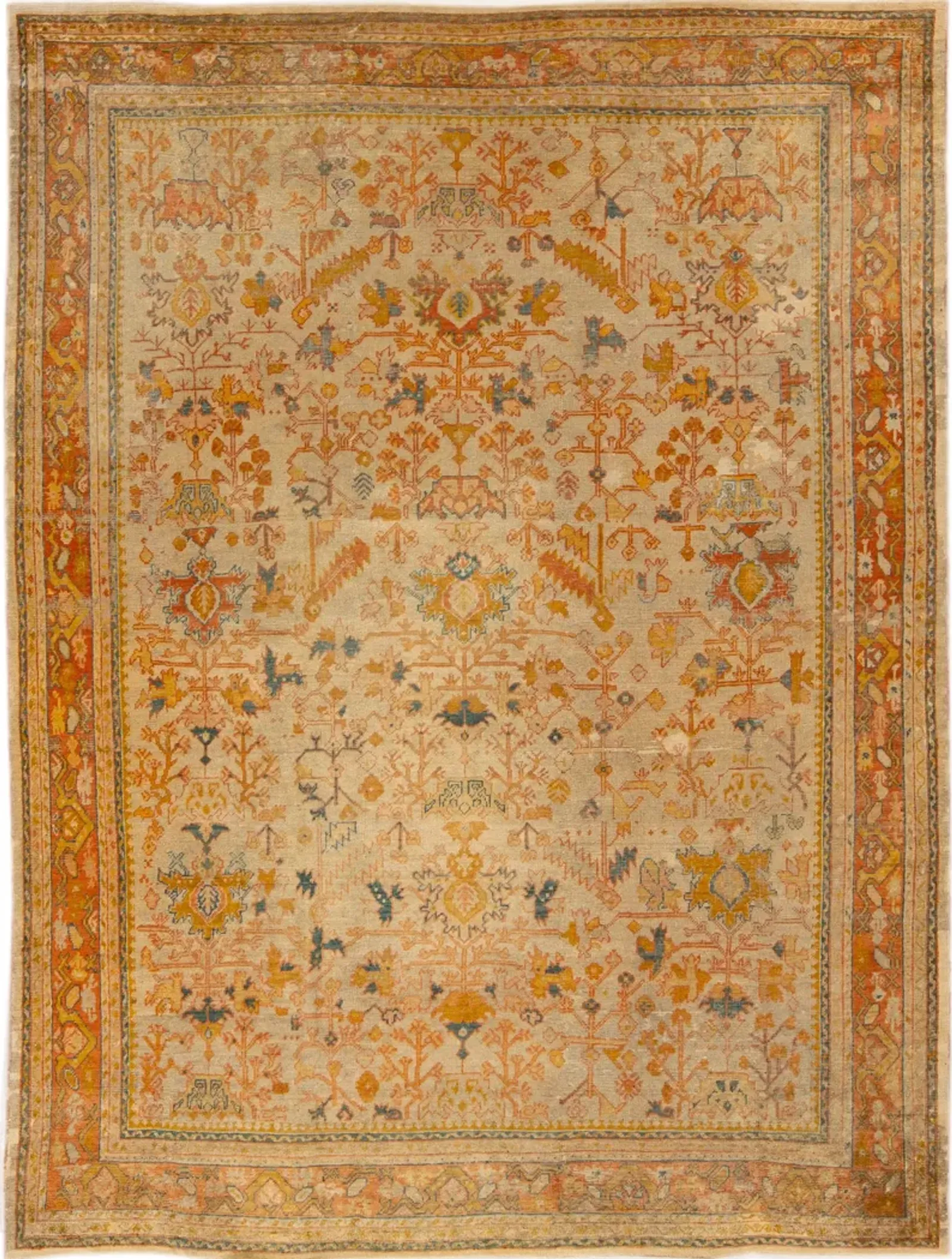 Antique Turkish Oushak Rug - Apadana - Beige - Beige