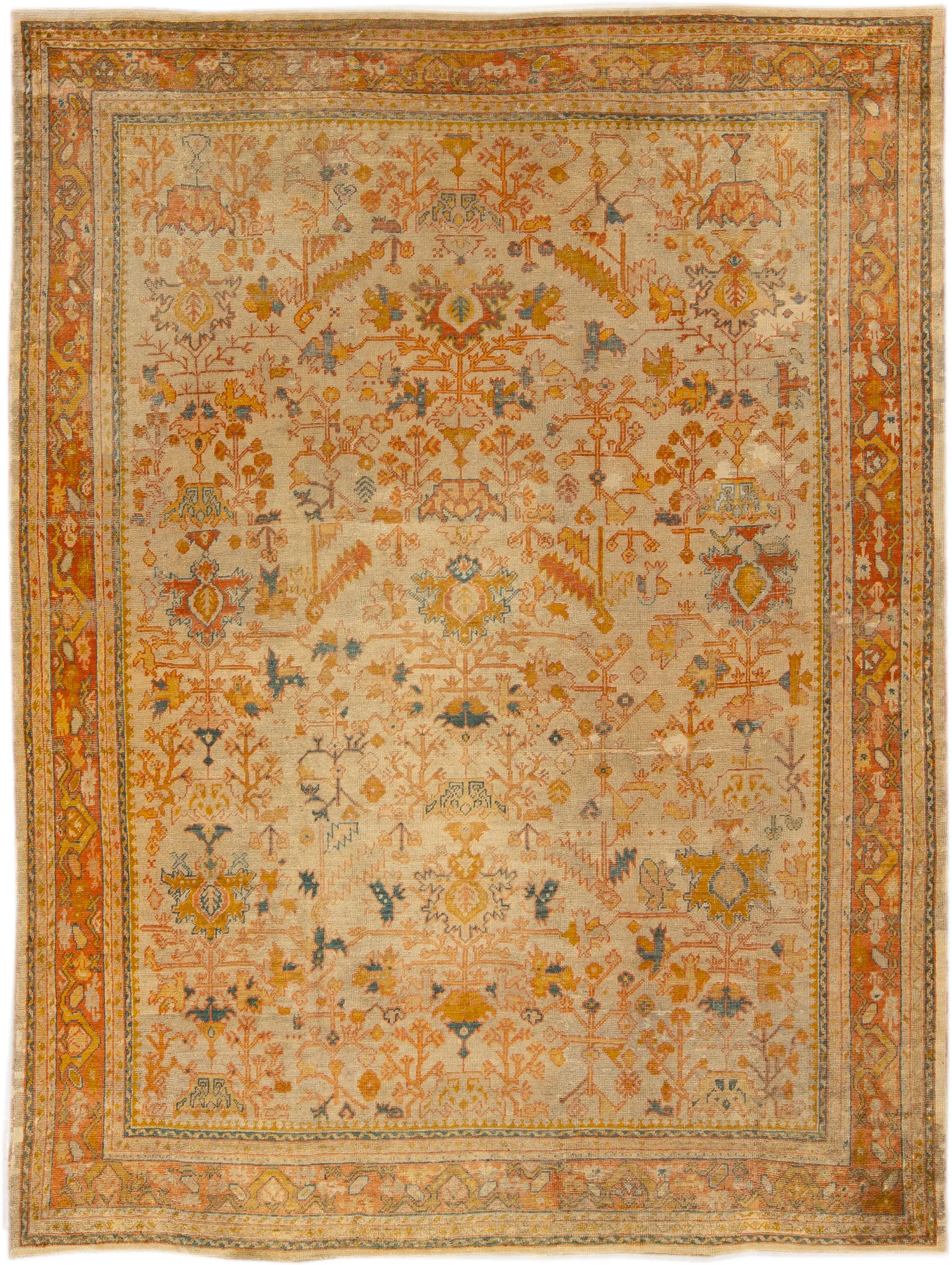 Antique Turkish Oushak Rug - Apadana - Beige - Beige