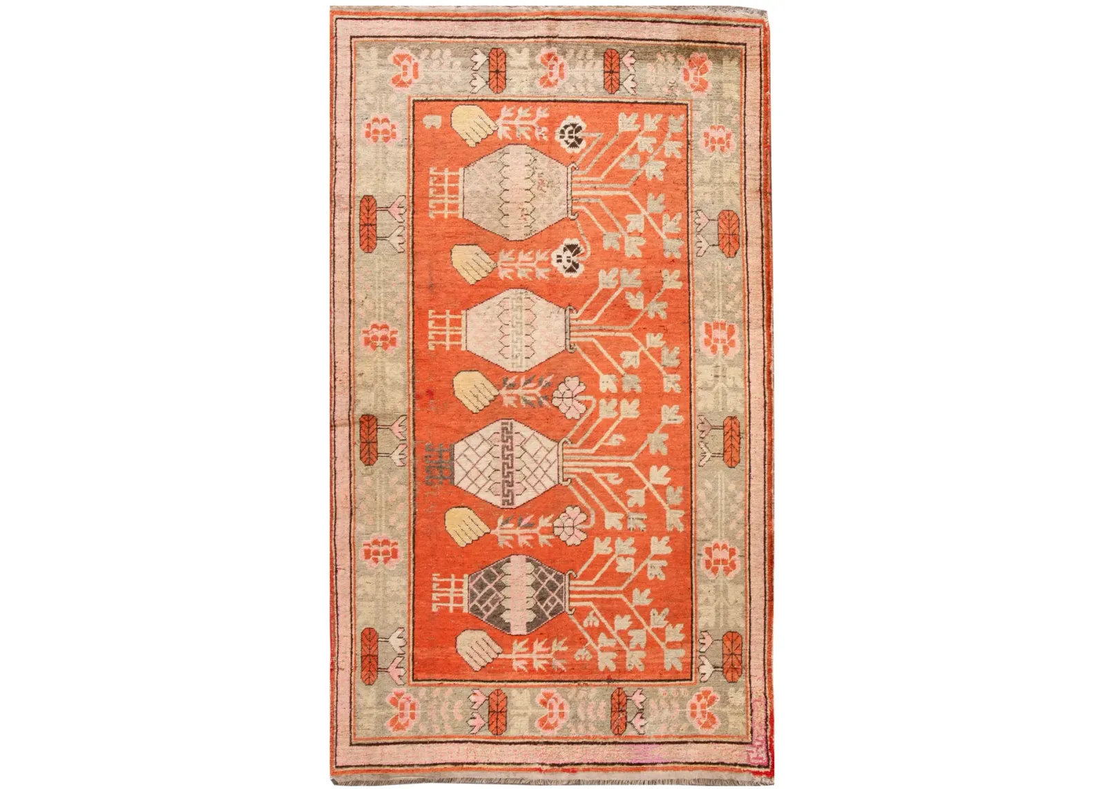 Antique Asian Khotan Rug - 5' x 8' 7" - Apadana - Orange - Orange