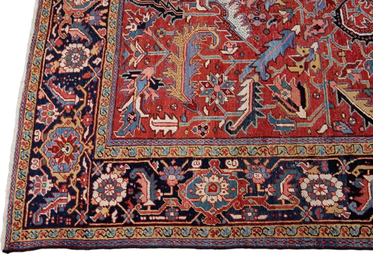 Antique Persian Heriz Rug - Apadana - Red - Red