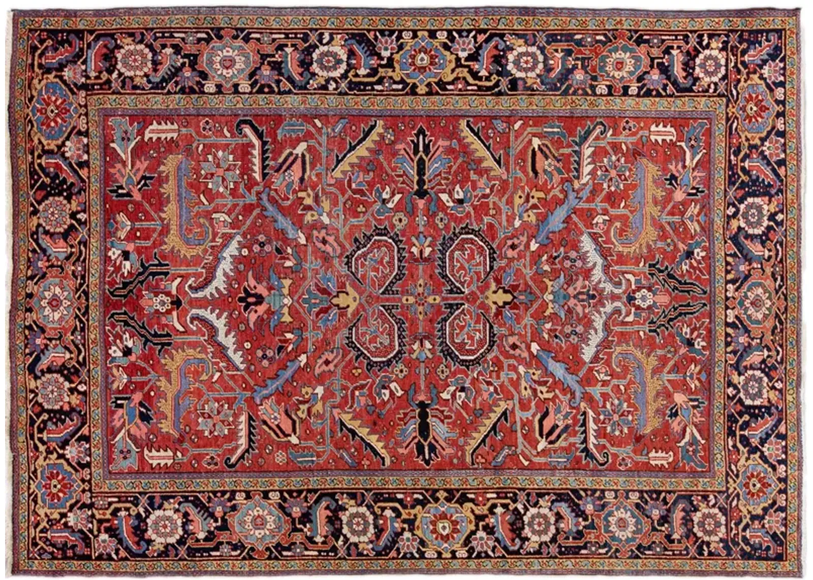 Antique Persian Heriz Rug - Apadana - Red - Red