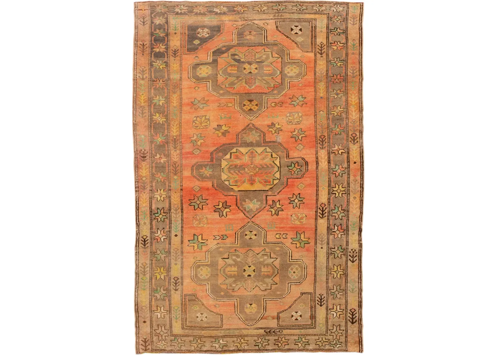 Antique Persian Khotan Rug - Apadana - Orange - Orange