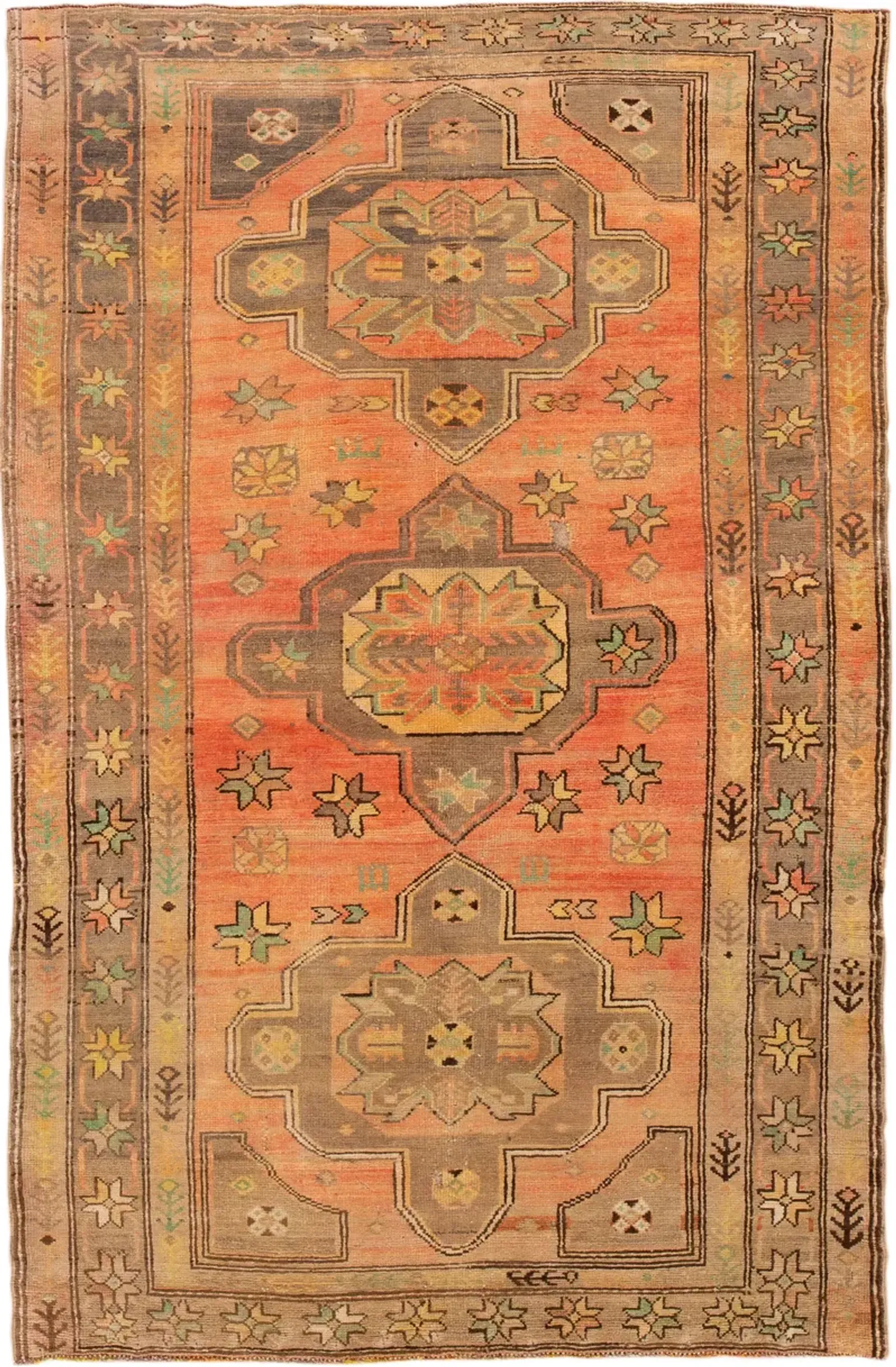 Antique Persian Khotan Rug - Apadana - Orange - Orange