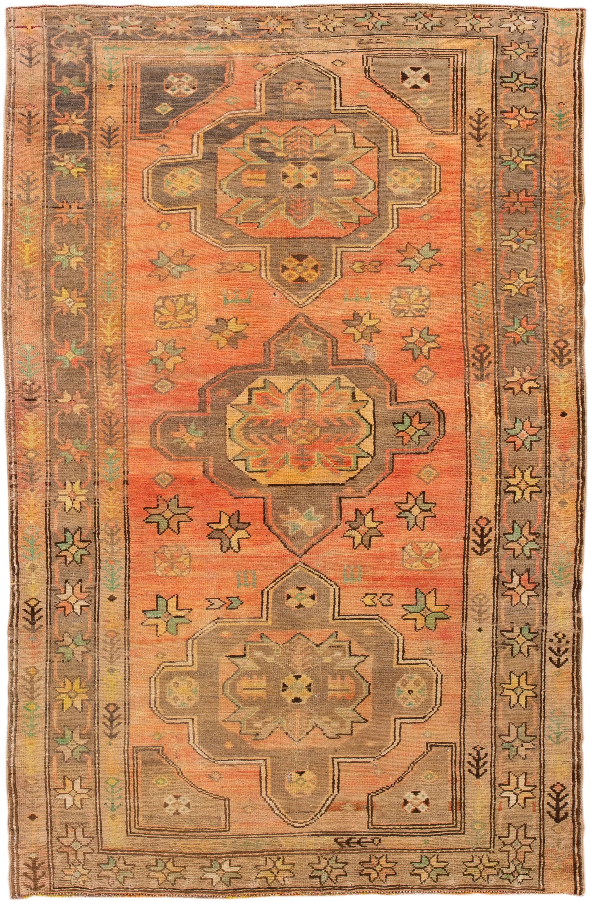 Antique Persian Khotan Rug - Apadana - Orange - Orange