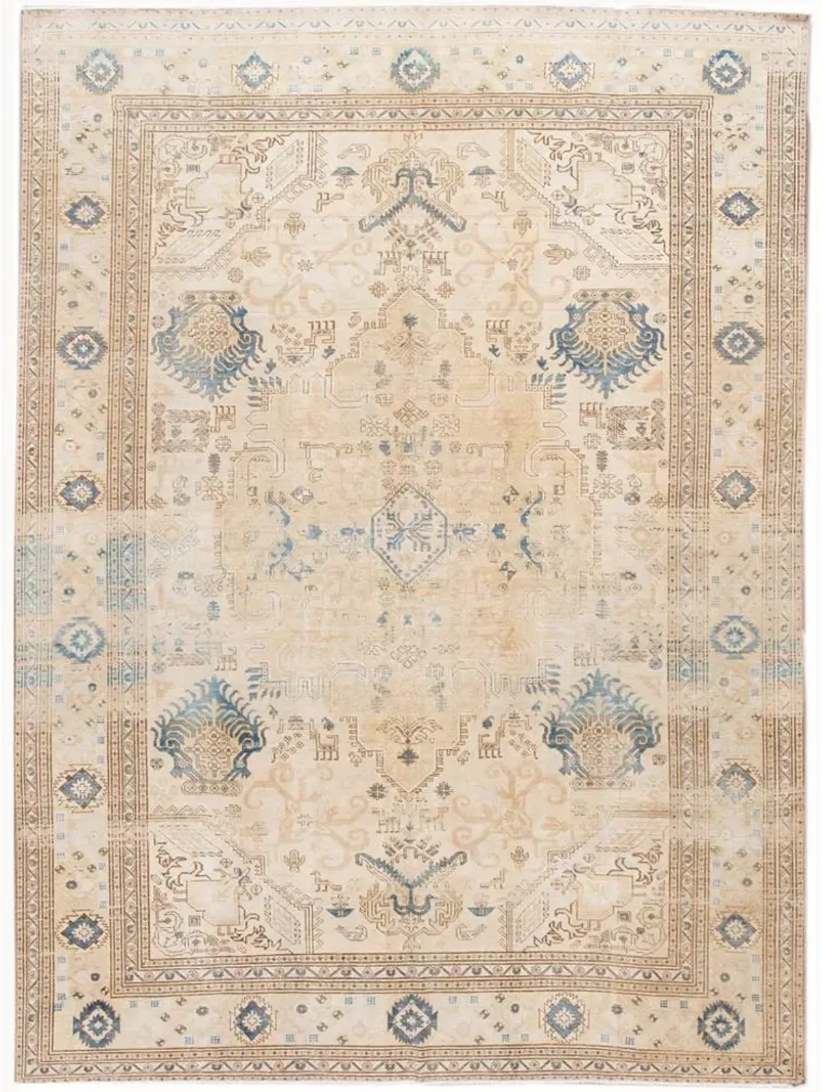 Vintage Persian Tabriz Rug - Apadana - Beige - Beige