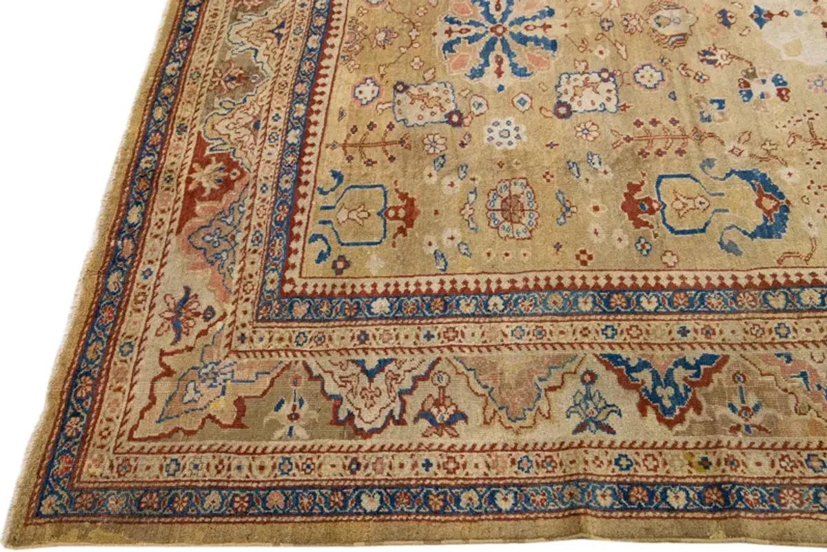 Antique Persian Sultanabad Rug - Apadana - Beige - Beige