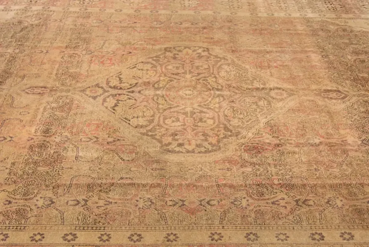 Antique Persian Tabriz Rug - 9'1" x 11'11 - Apadana - Beige - Beige