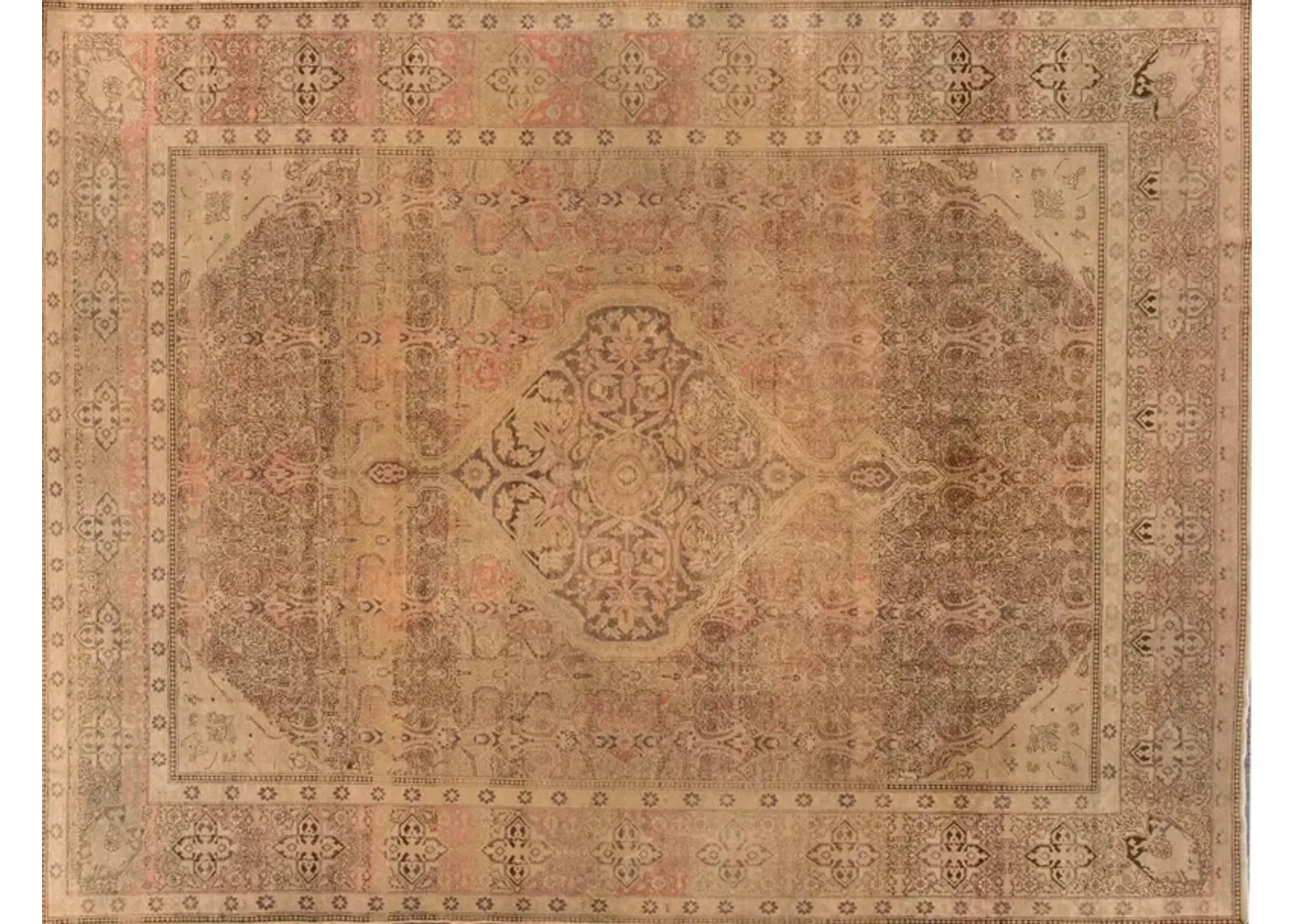 Antique Persian Tabriz Rug - 9'1" x 11'11 - Apadana - Beige - Beige