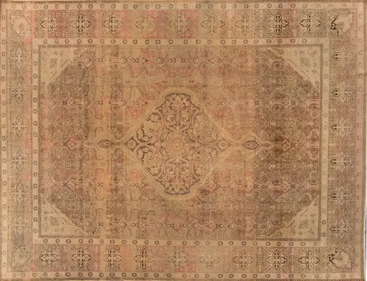 Antique Persian Tabriz Rug - 9'1" x 11'11 - Apadana - Beige - Beige