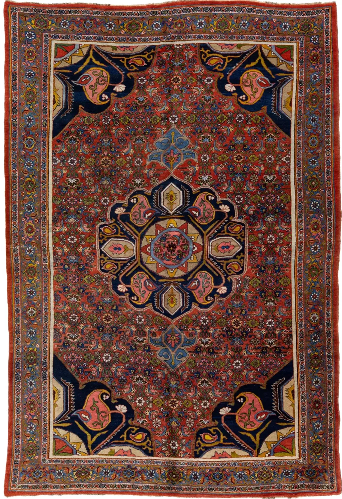 Antique Persian Bidjar Rug - Apadana - Red - Red