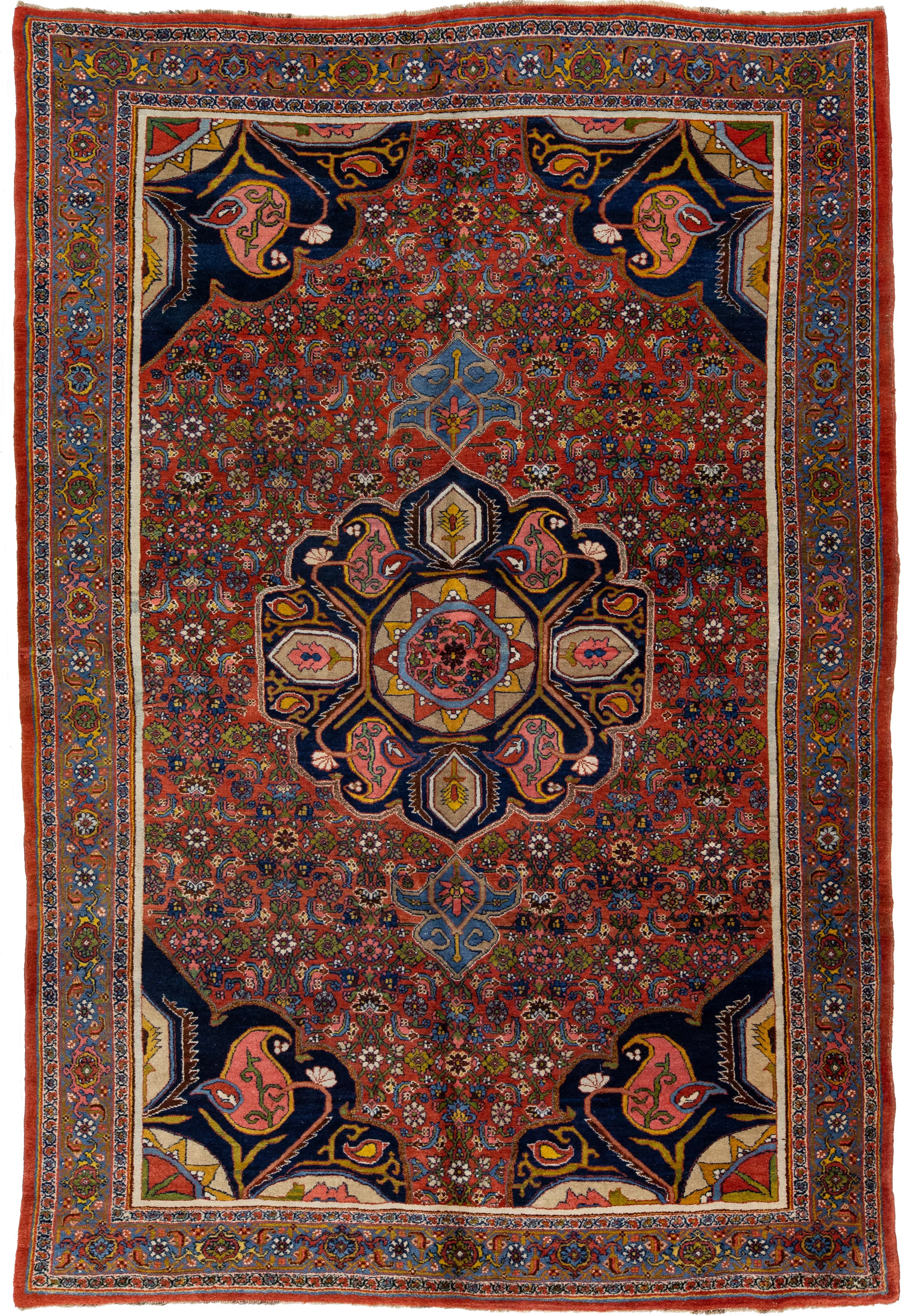 Antique Persian Bidjar Rug - Apadana - Red - Red