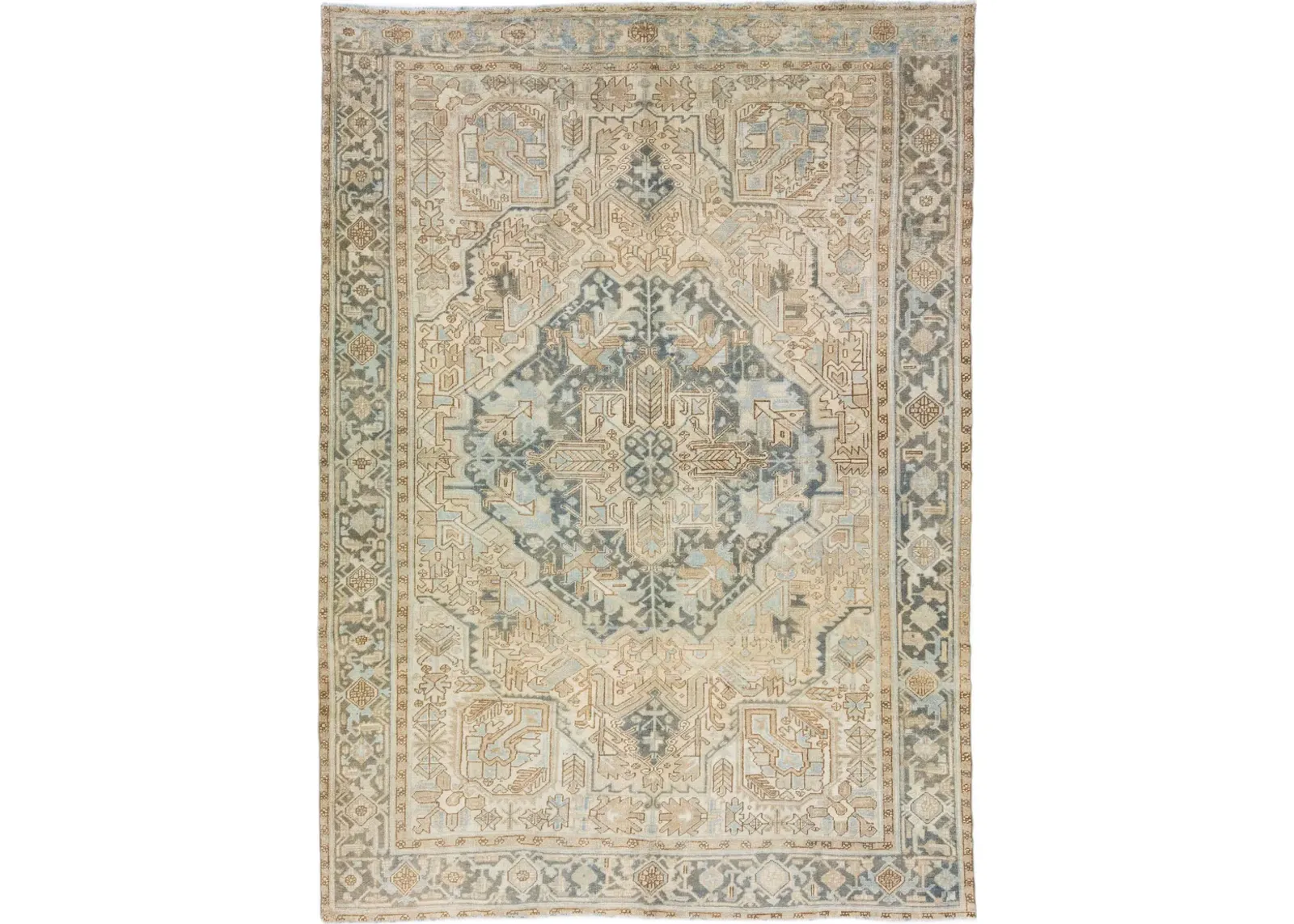 Antique Persian Heriz Rug - Apadana - Beige - Beige