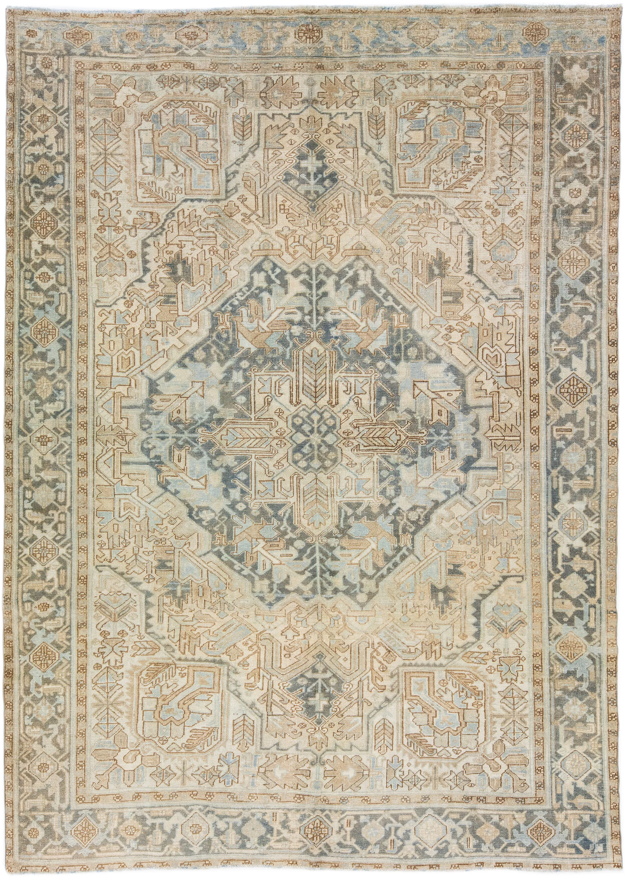 Antique Persian Heriz Rug - Apadana - Beige - Beige