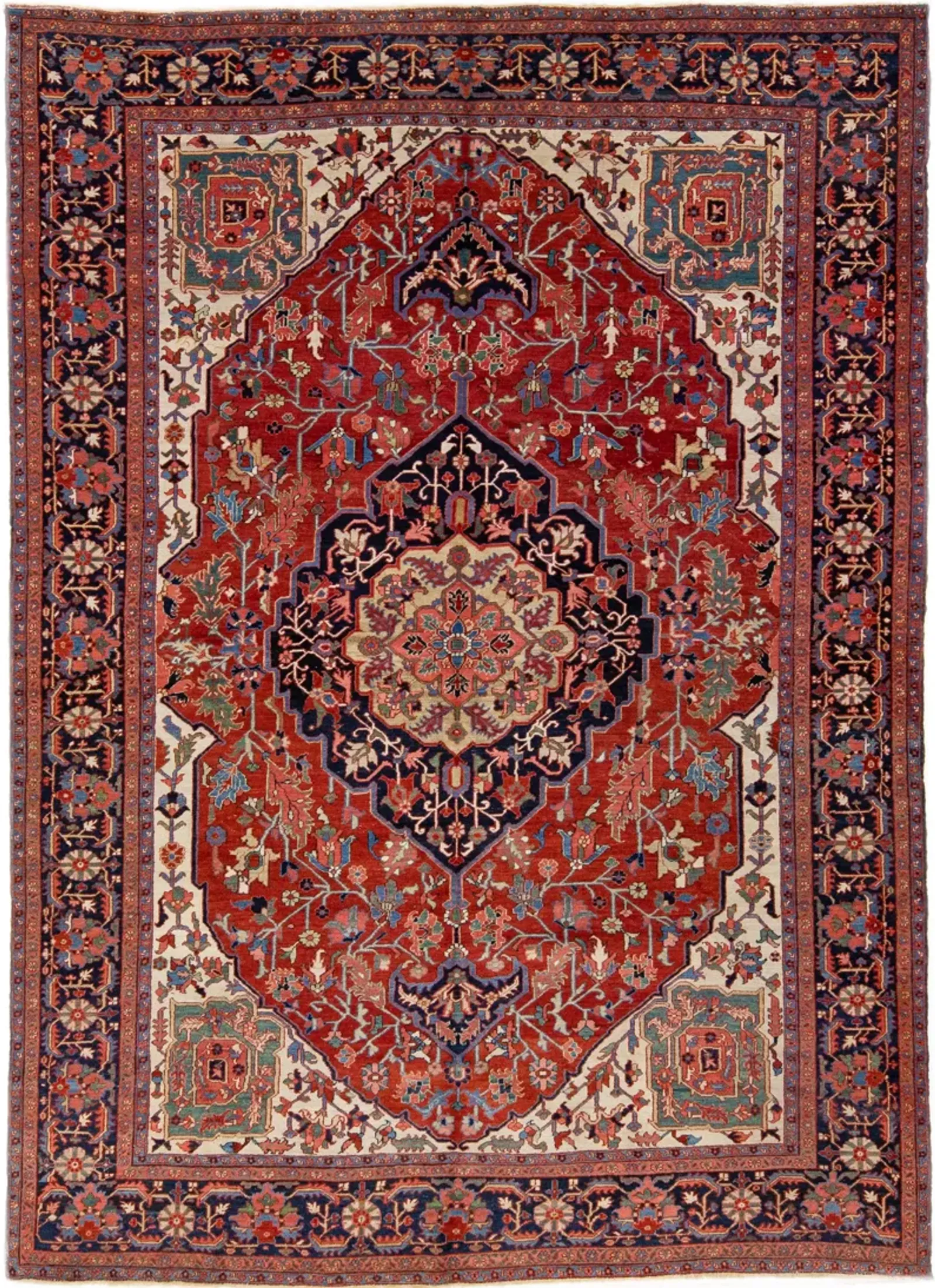 Antique Persian Heriz Rug - Apadana - Red - Red