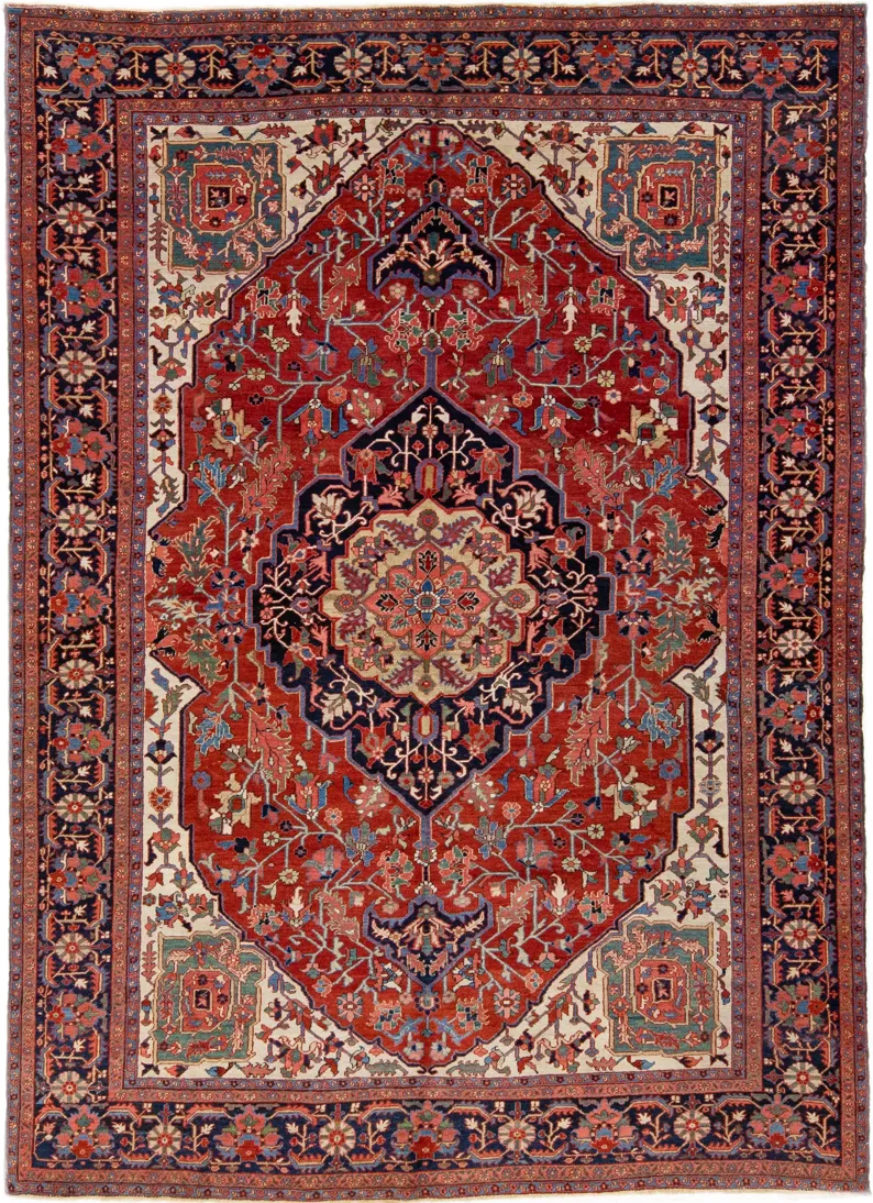 Antique Persian Heriz Rug - Apadana - Red - Red