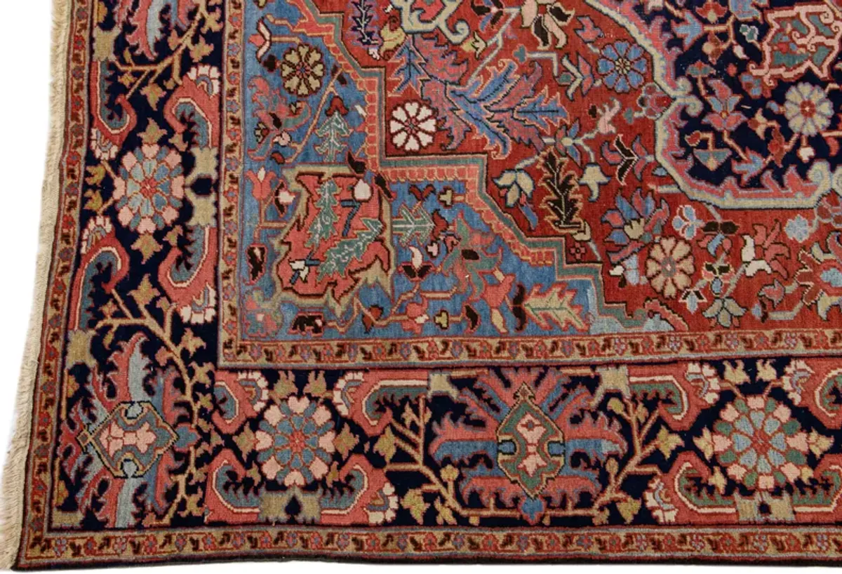 Antique Persian Heriz Rug - Apadana - Red - Red