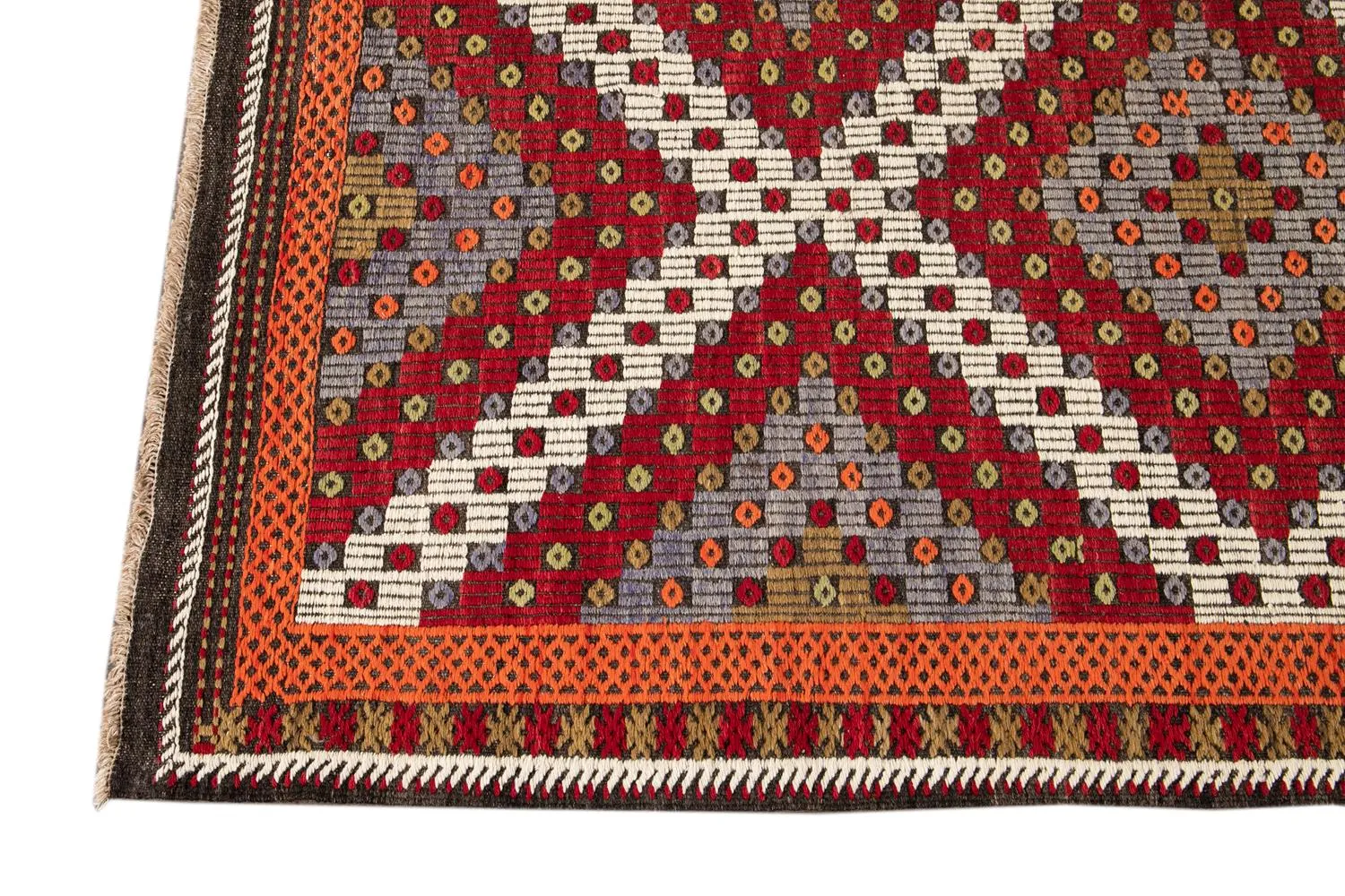 Vintage Persian Soumak Rug - Apadana - Red - Red