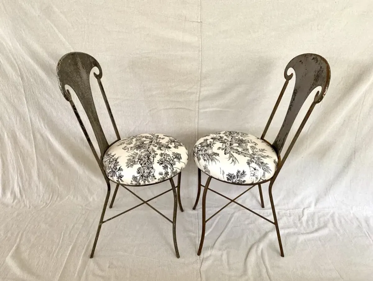 Set of 2 Vintage French Gray Garden Chairs - Ballyhoo