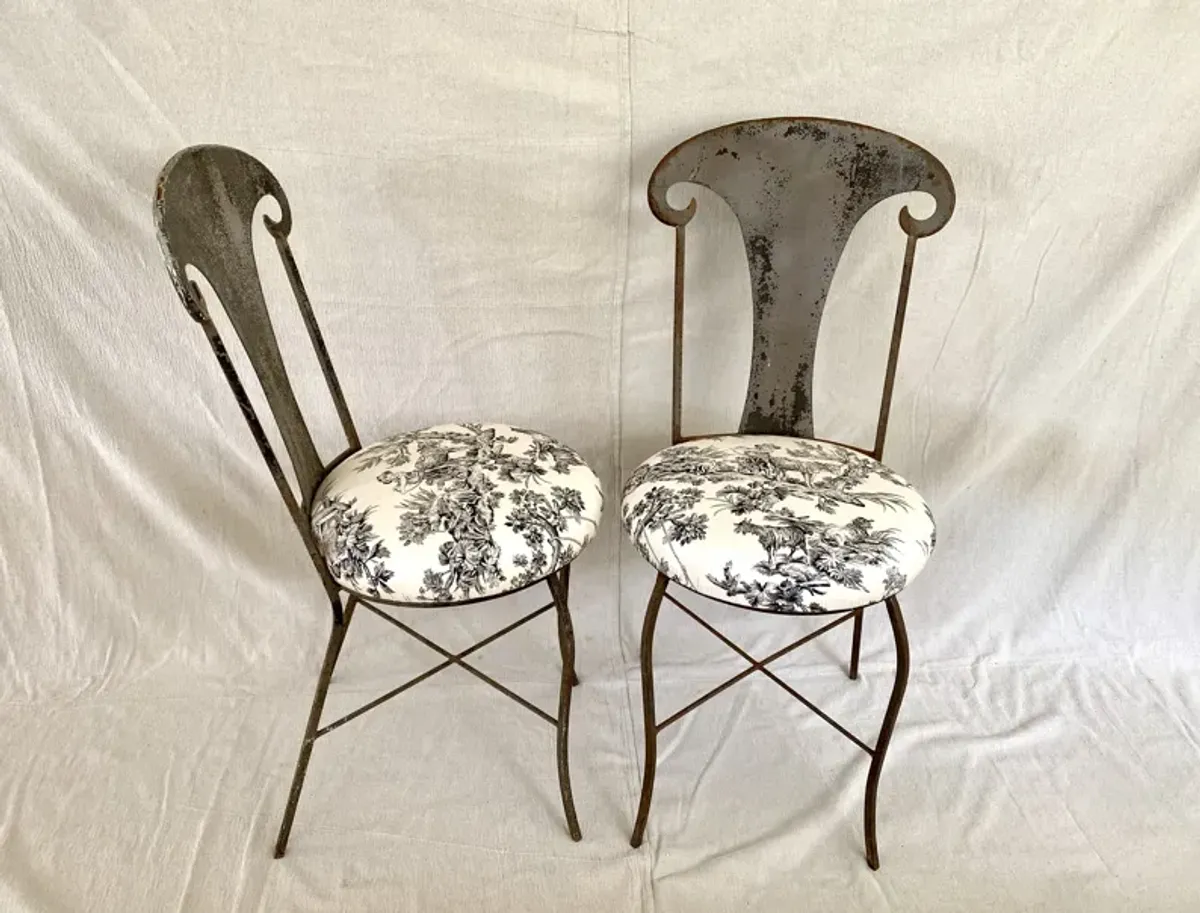 Set of 2 Vintage French Gray Garden Chairs - Ballyhoo