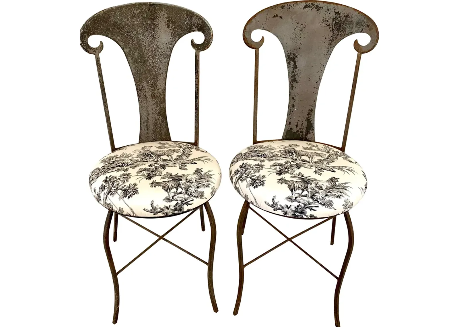 Set of 2 Vintage French Gray Garden Chairs - Ballyhoo