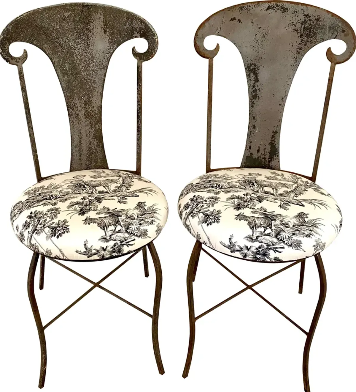 Set of 2 Vintage French Gray Garden Chairs - Ballyhoo