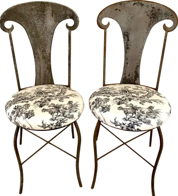 Set of 2 Vintage French Gray Garden Chairs - Ballyhoo