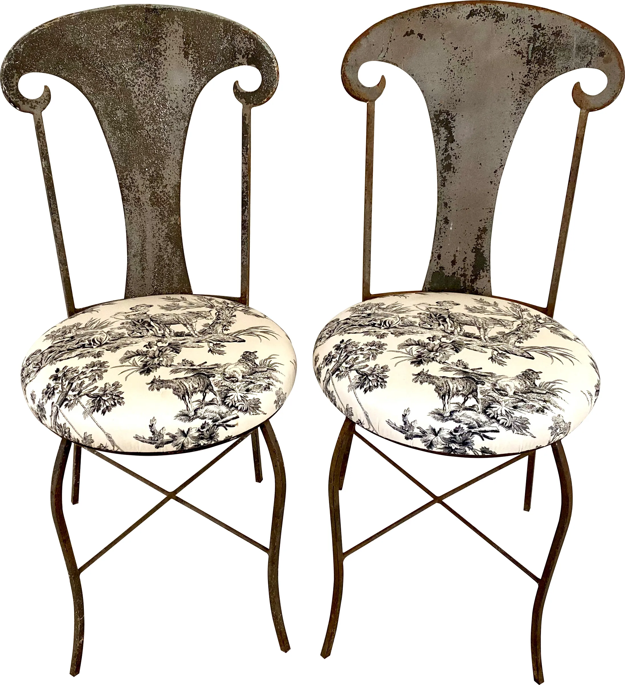 Set of 2 Vintage French Gray Garden Chairs - Ballyhoo