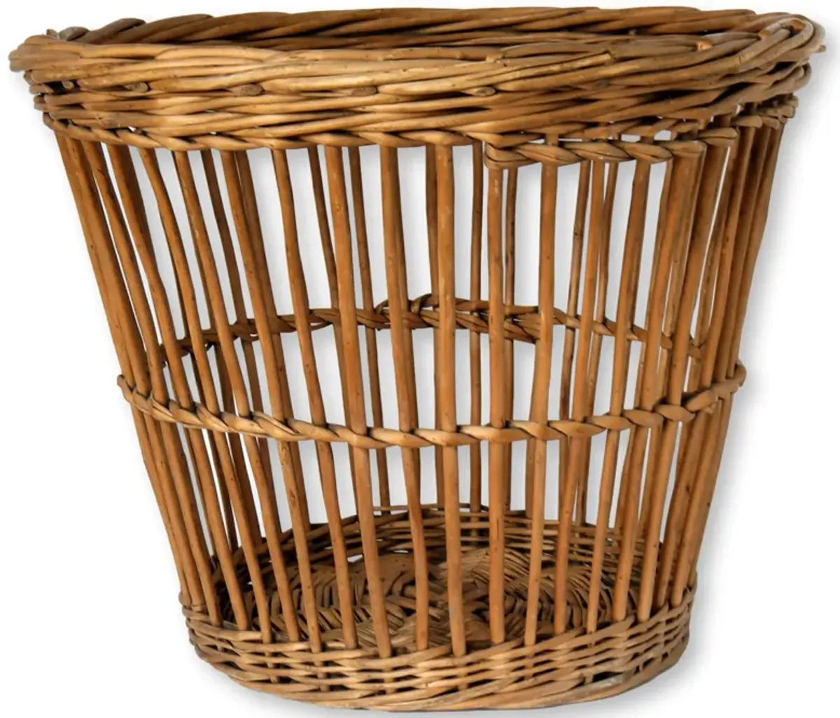 Antique French Bamboo Waste Basket - Rose Victoria - Brown