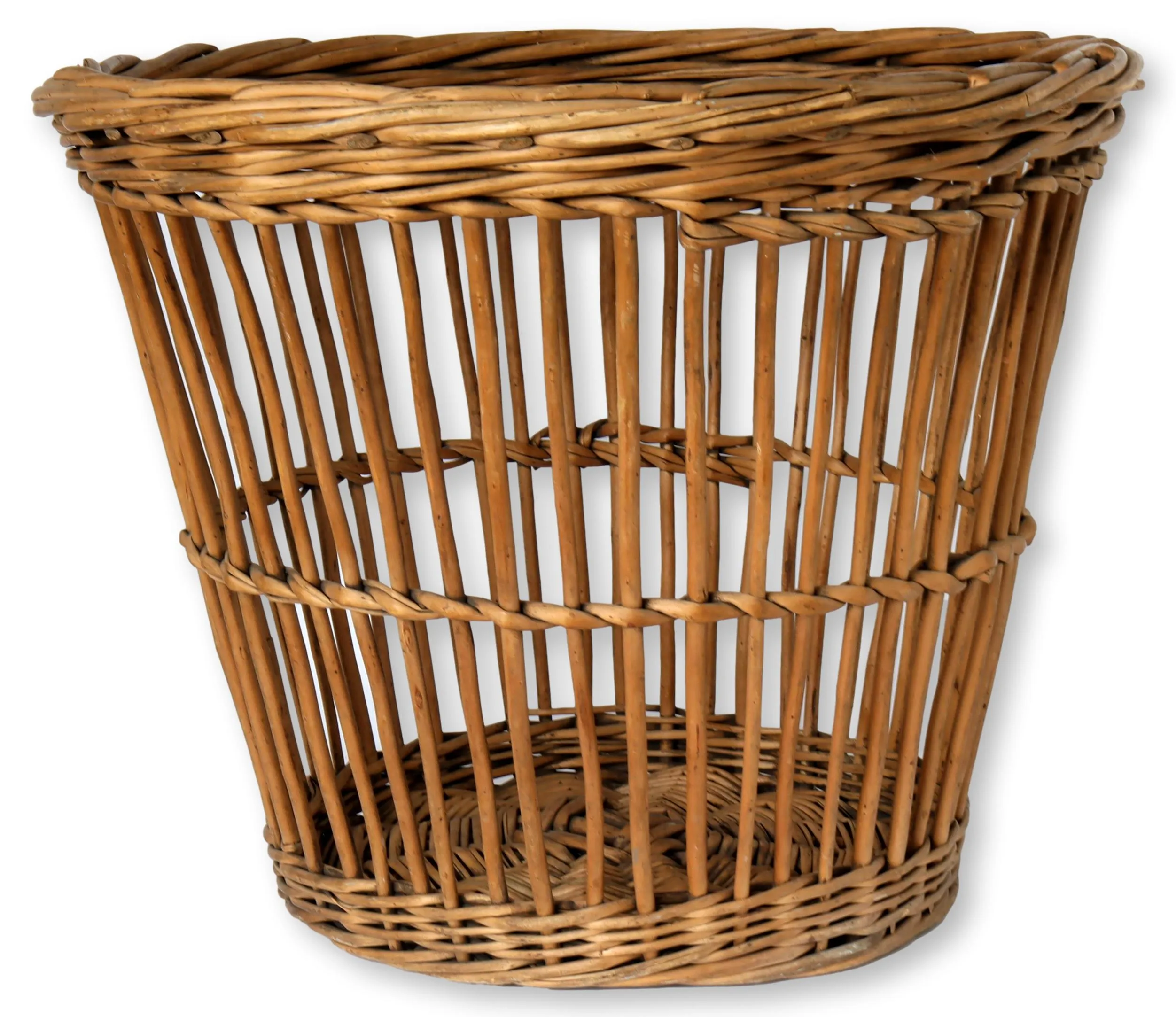 Antique French Bamboo Waste Basket - Rose Victoria - Brown