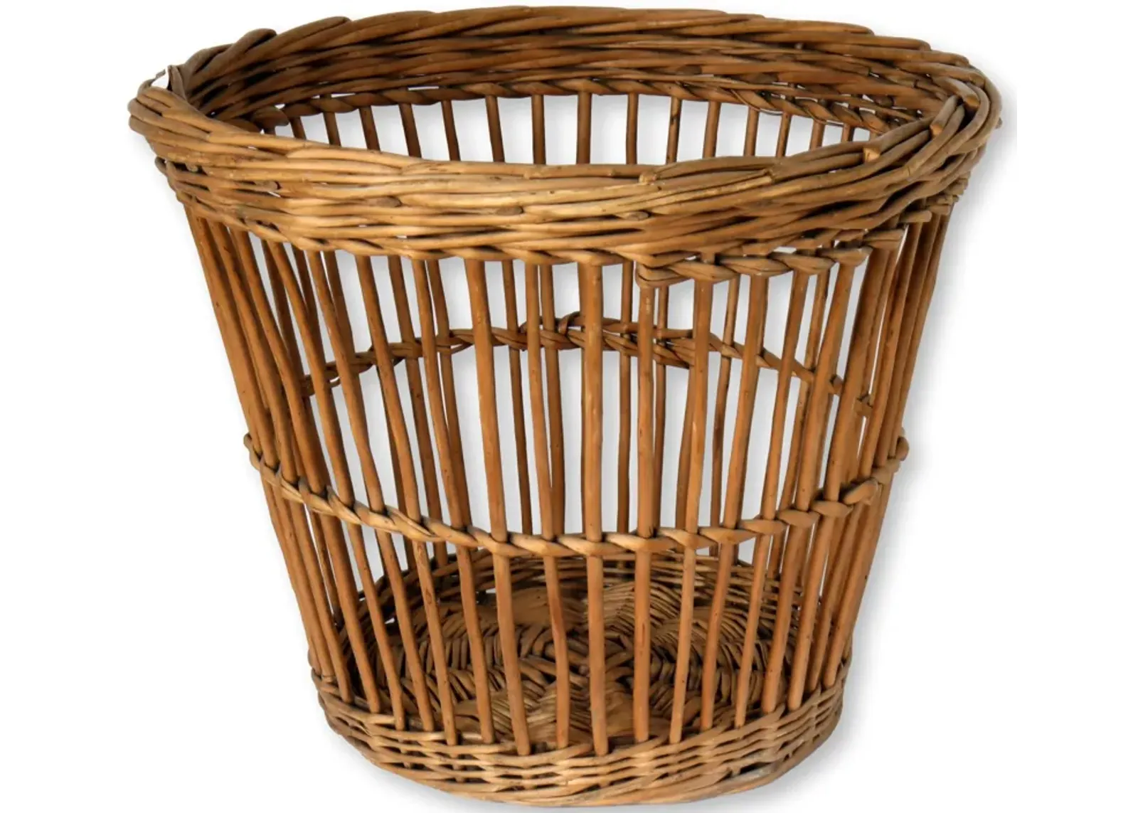 Antique French Bamboo Waste Basket - Rose Victoria - Brown