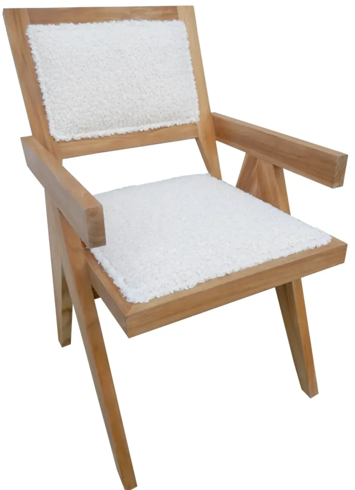 Natural Teak Armchair - Sheraling - Ivory