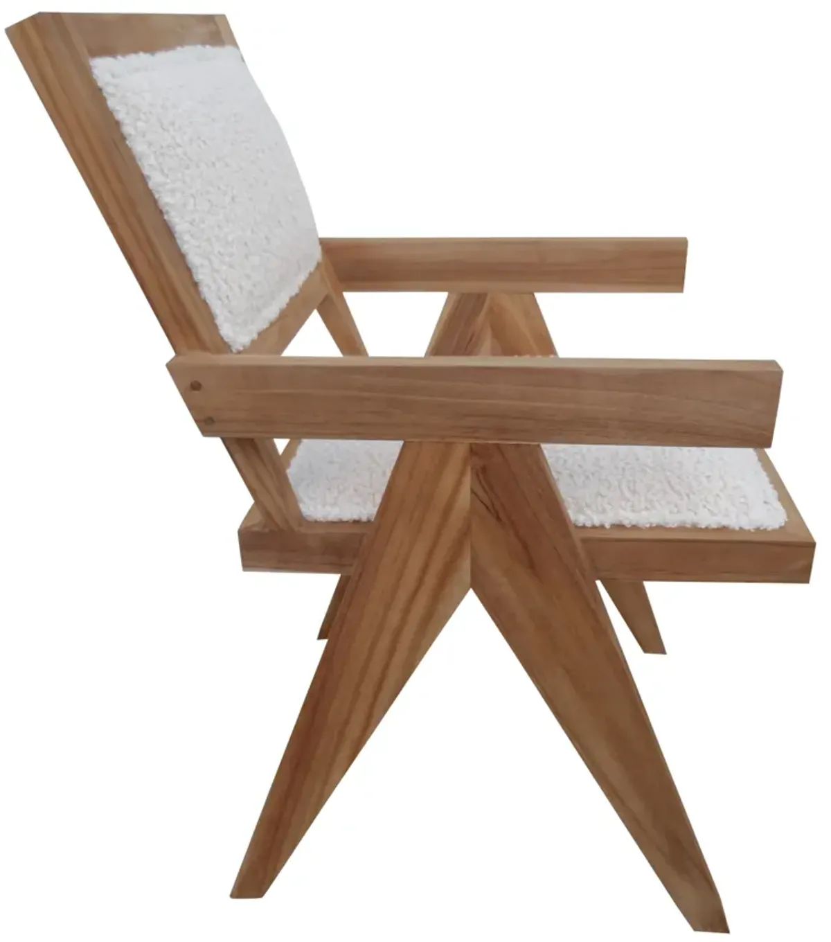 Natural Teak Armchair - Sheraling - Ivory