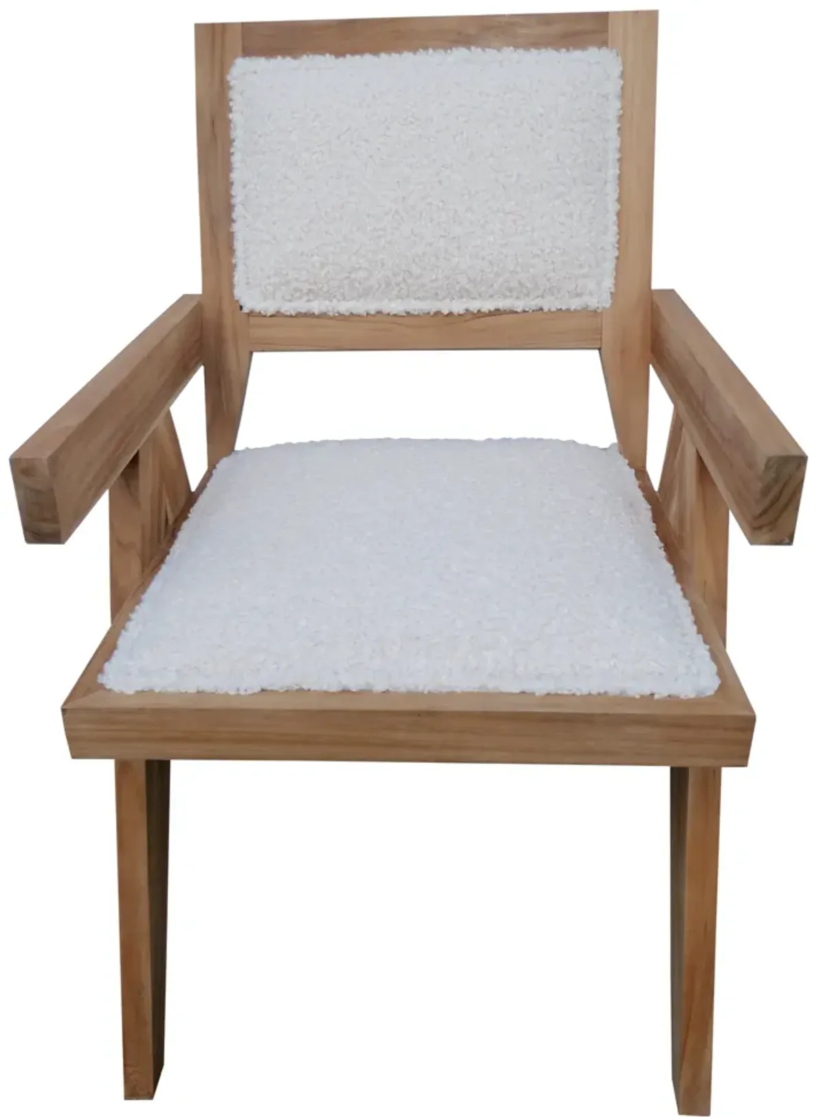 Natural Teak Armchair - Sheraling - Ivory