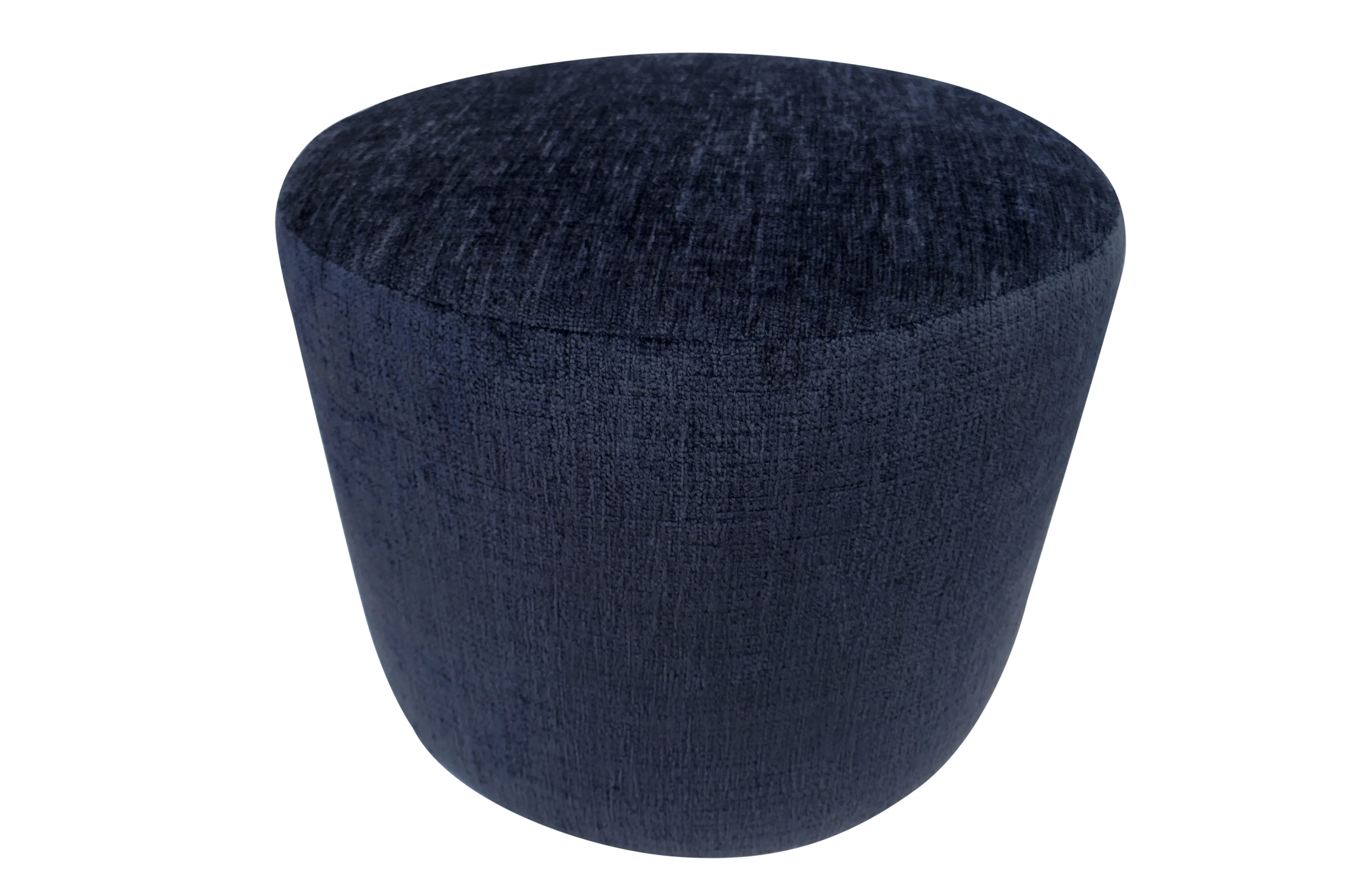 Charcoal Chenille Ottoman - Black