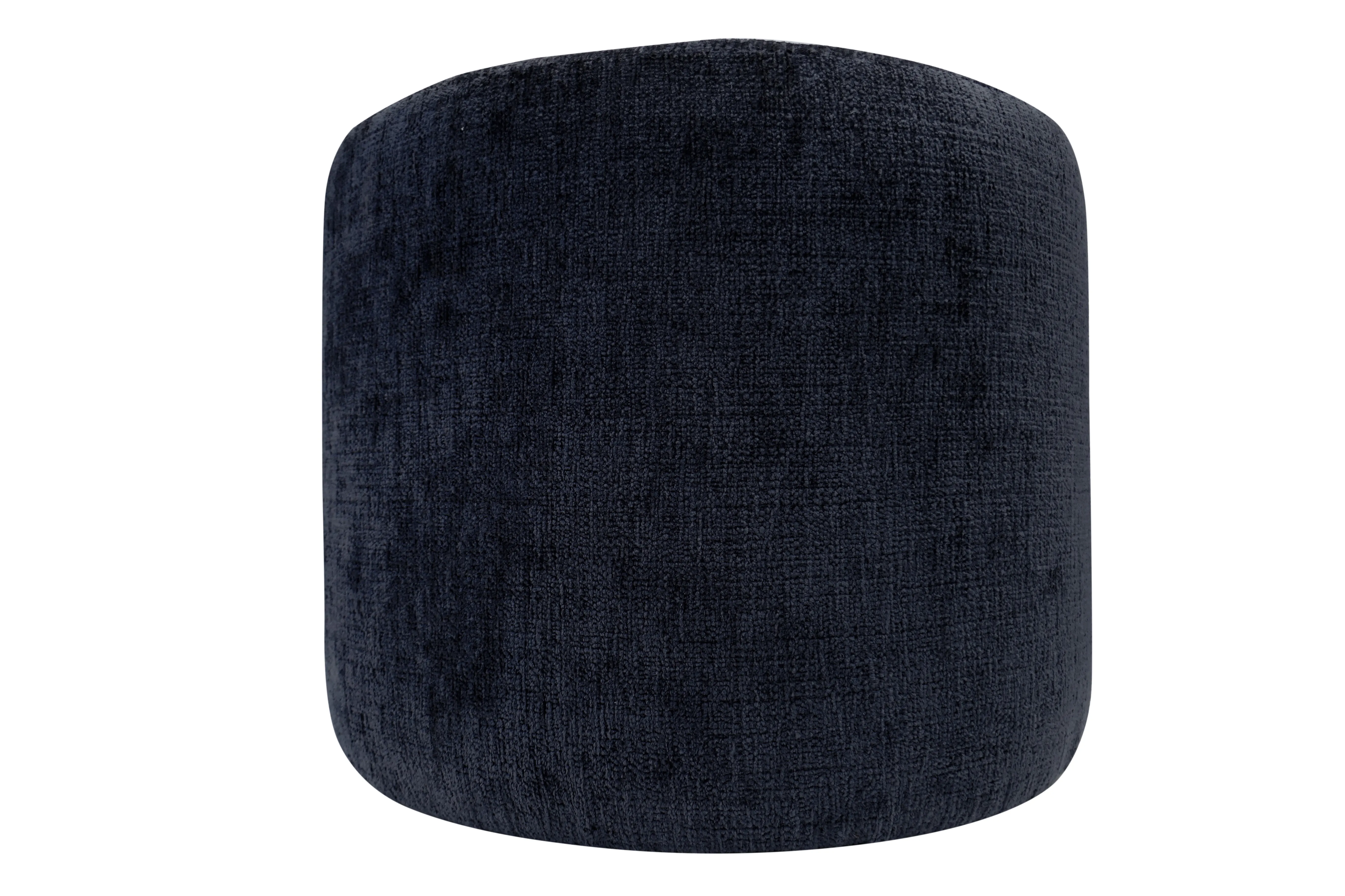 Charcoal Chenille Ottoman - Black