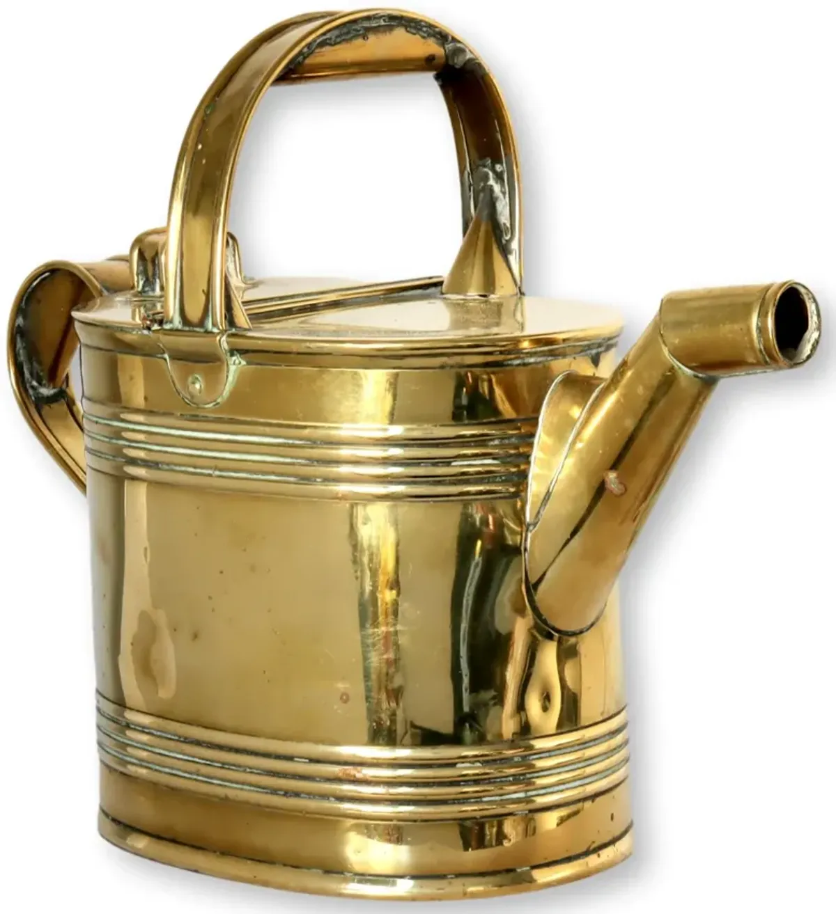 Antique English Brass Watering Can - Rose Victoria - Gold