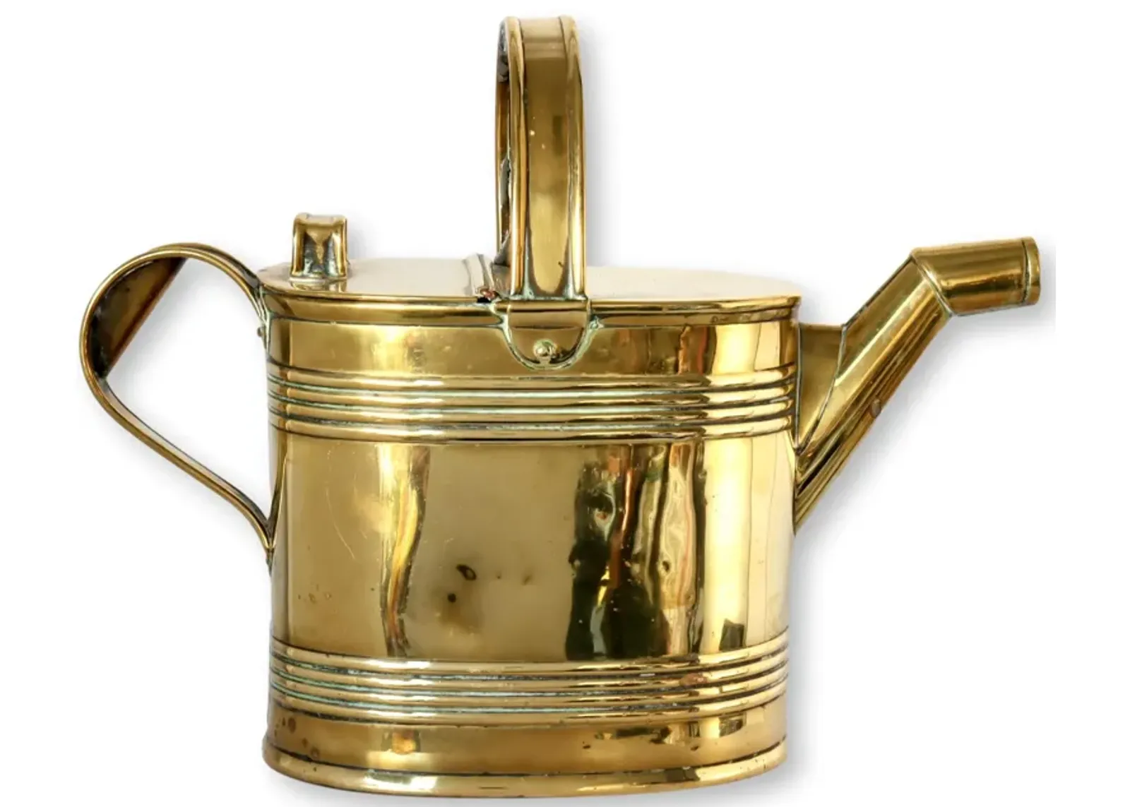 Antique English Brass Watering Can - Rose Victoria - Gold