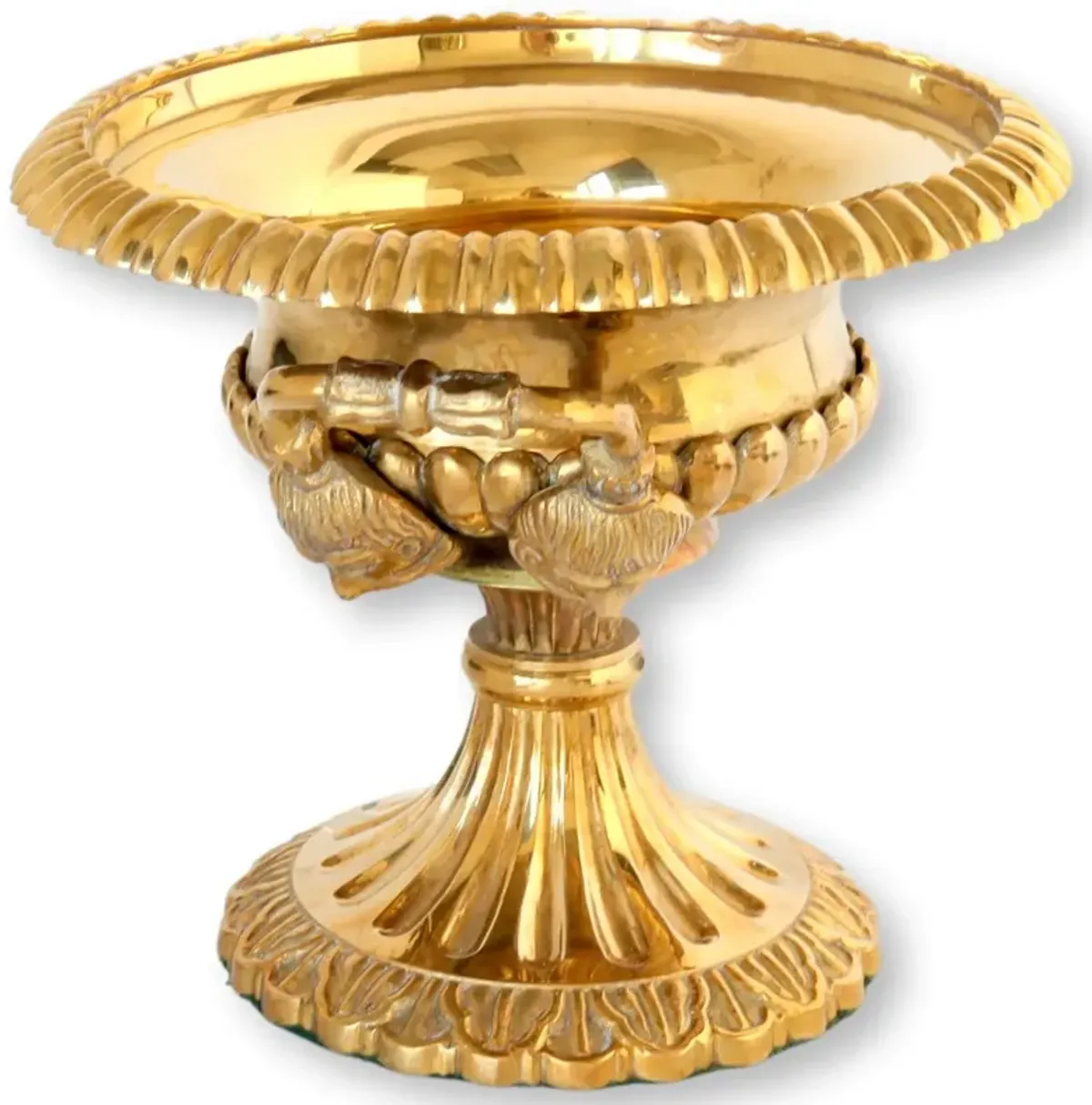 Heavy Brass Planter Stand - Mask Handles - Rose Victoria - Gold - 8.75" w x 7.25" h