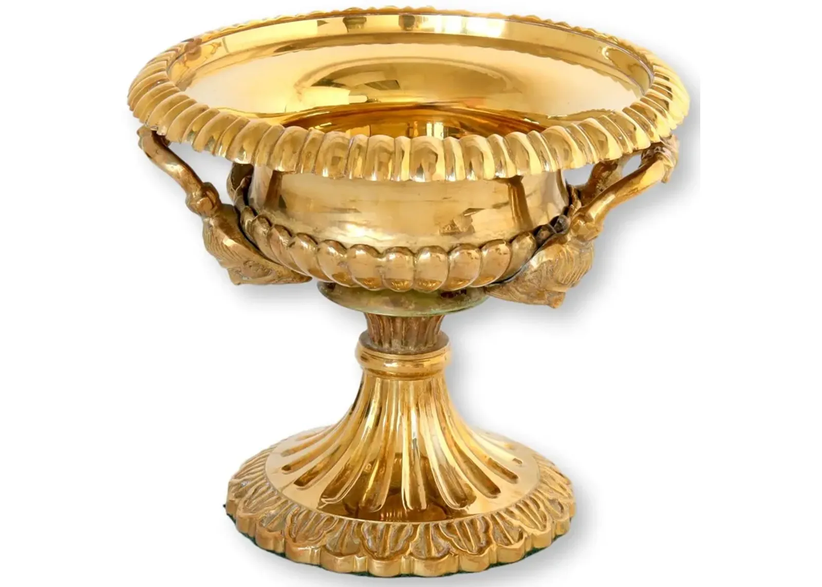 Heavy Brass Planter Stand - Mask Handles - Rose Victoria - Gold - 8.75" w x 7.25" h