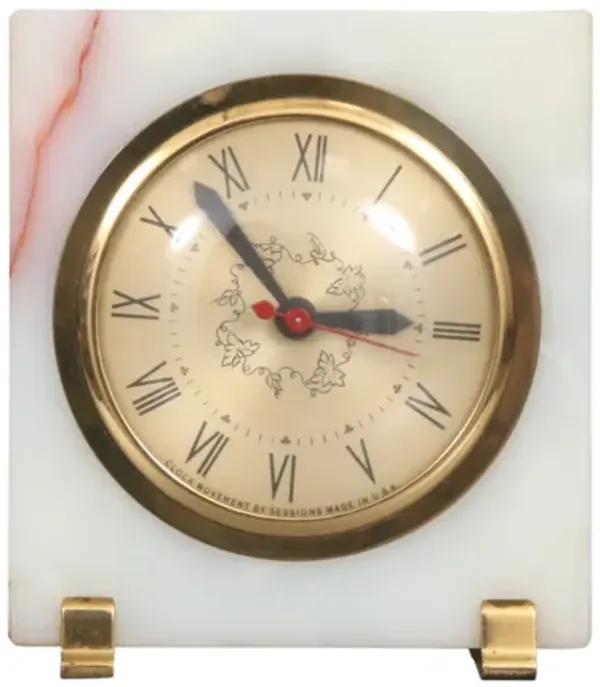 Sessions Mantel Clock in Marble & Brass